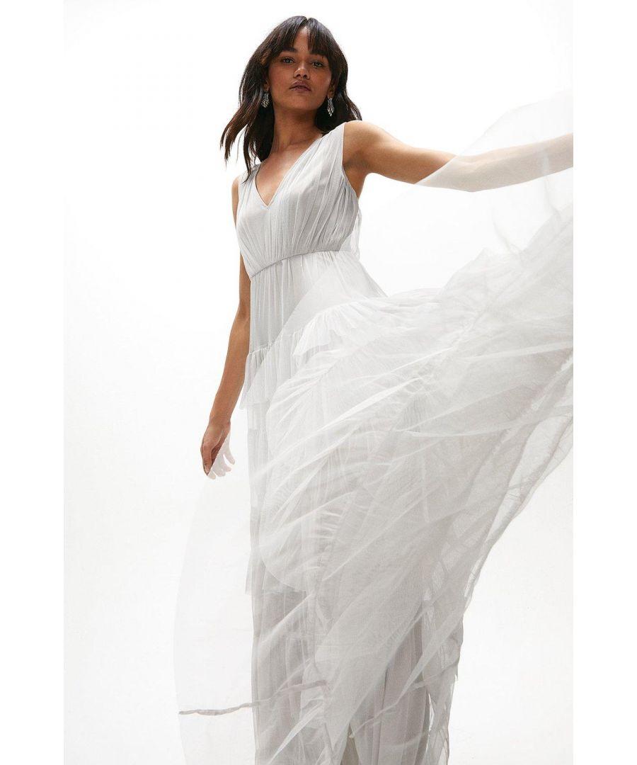 Coast Tulle Tiered Maxi Dress in White Lyst UK