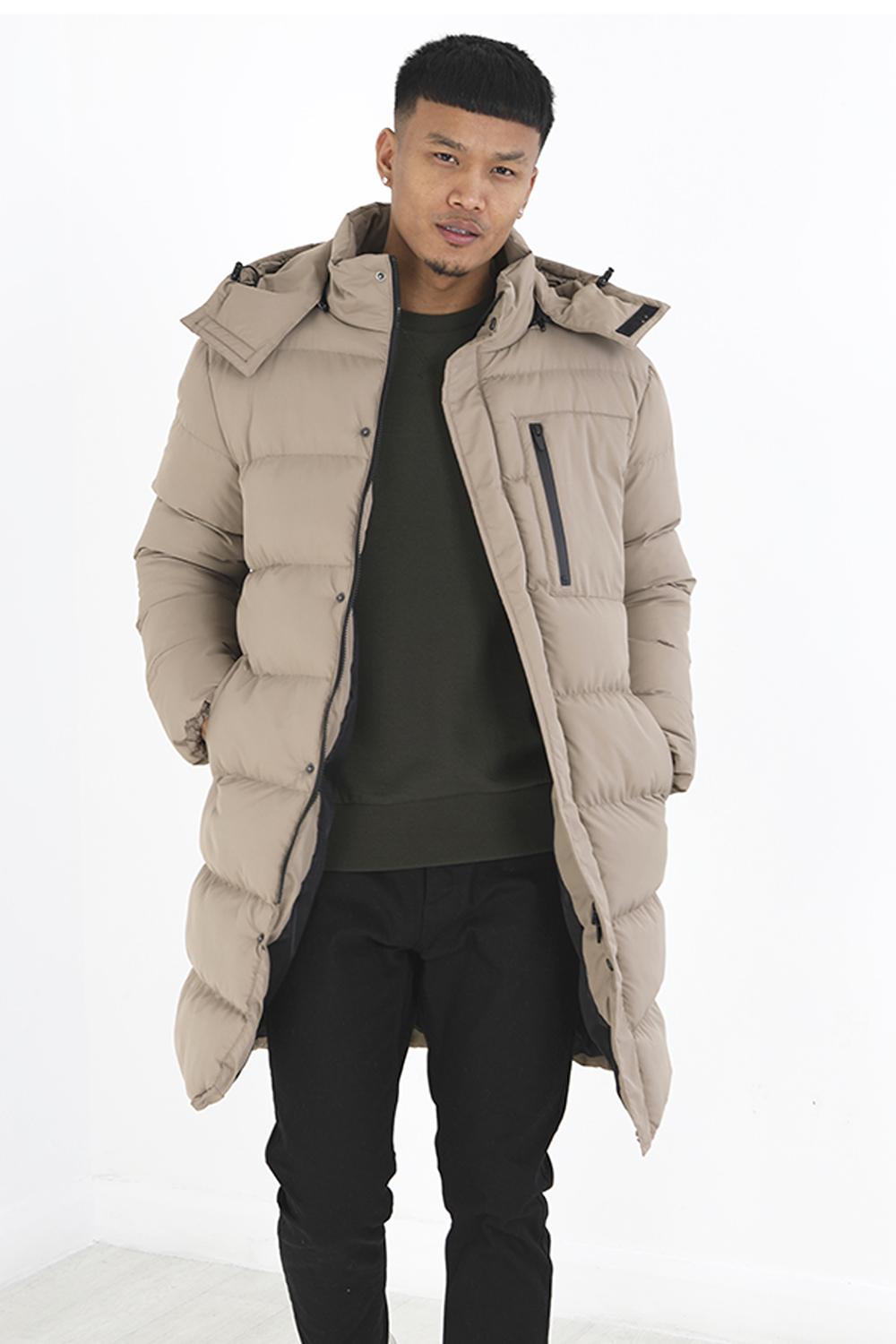 Padded Jacket Long Puffer Jacket Beige New Women's Hooded Long