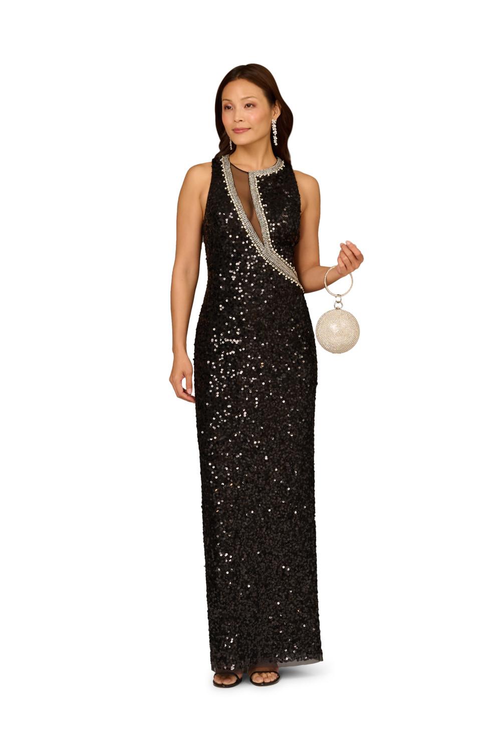adrianna papell black sequin dress NWT Strapless Gown Formal Size 8 weightless touch Adrianna Papell Platinum Bridesmaids 40106
