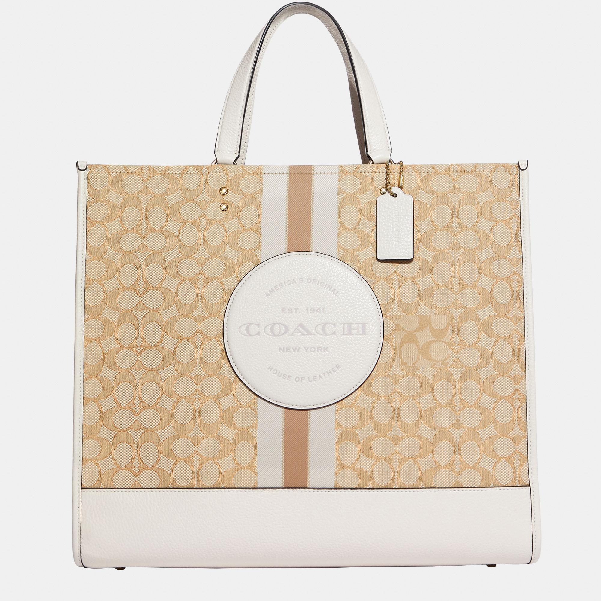 Coach Dempsey Tote 40 In Signature Jacquard With Stripe And fashion Coach Patch