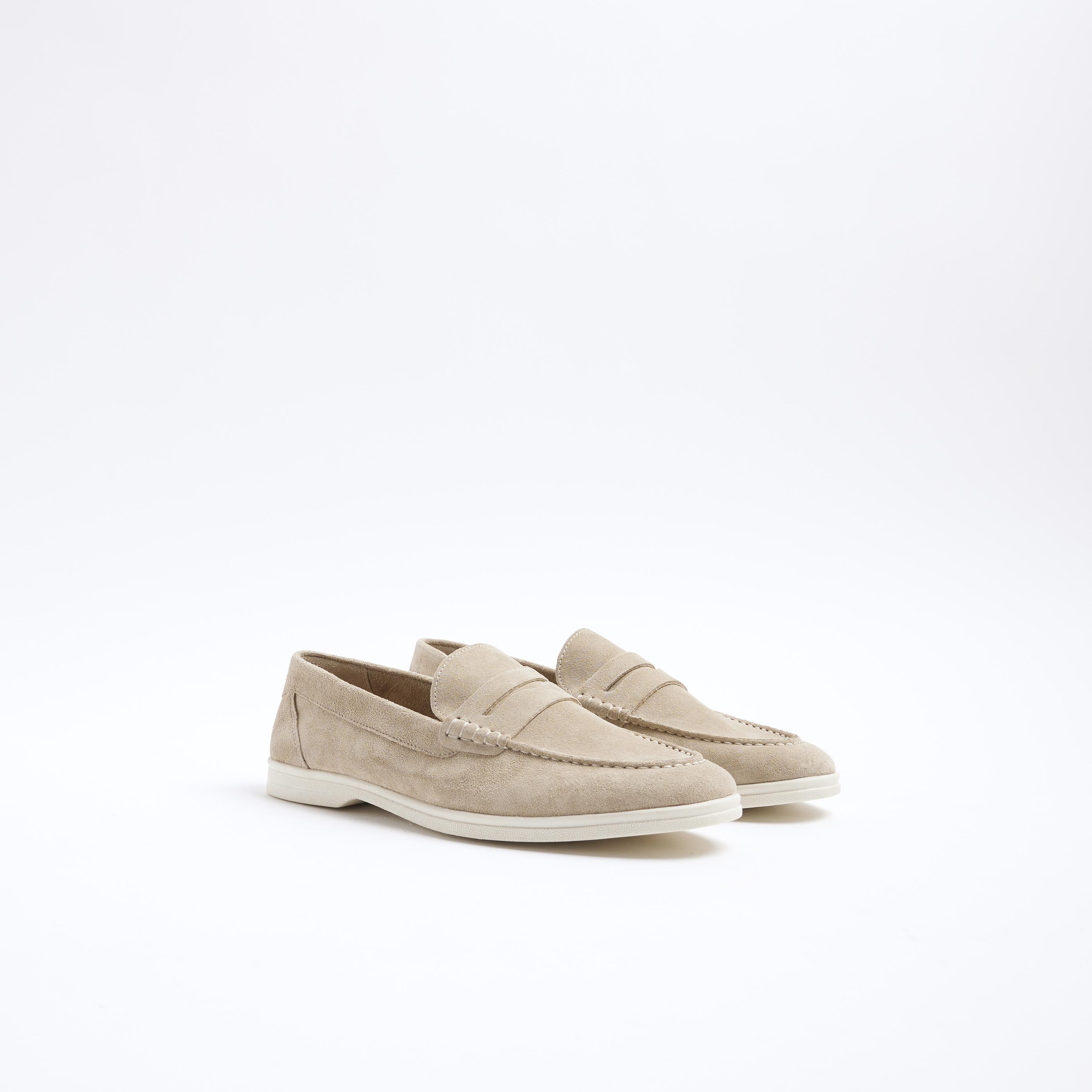 River Island Loafers Suede Shoes in White for Men Lyst UK