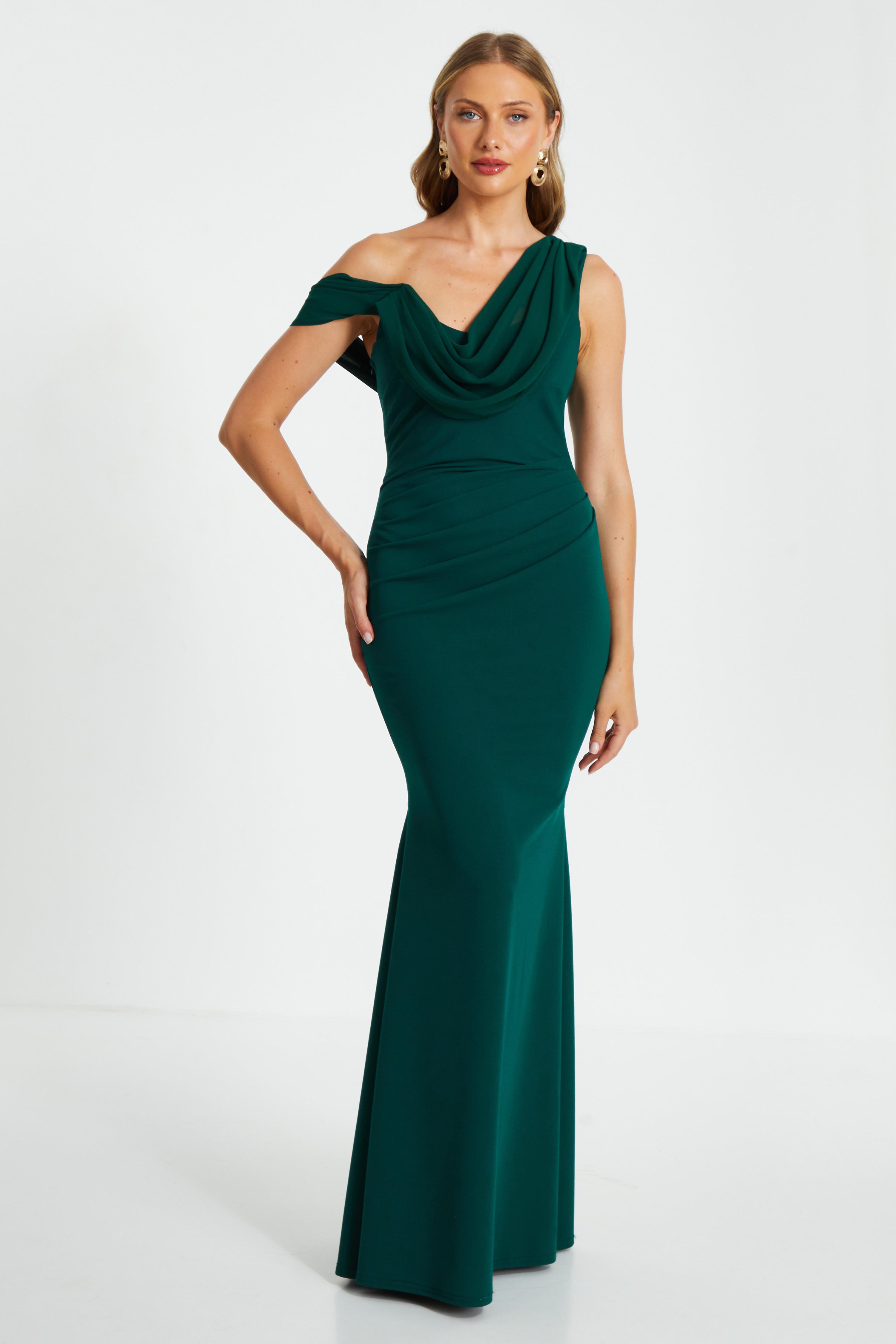 green emerald velvet dress Atria 6519H Off The Shoulder Green Evening Dress XX-Large / Navy main image 0