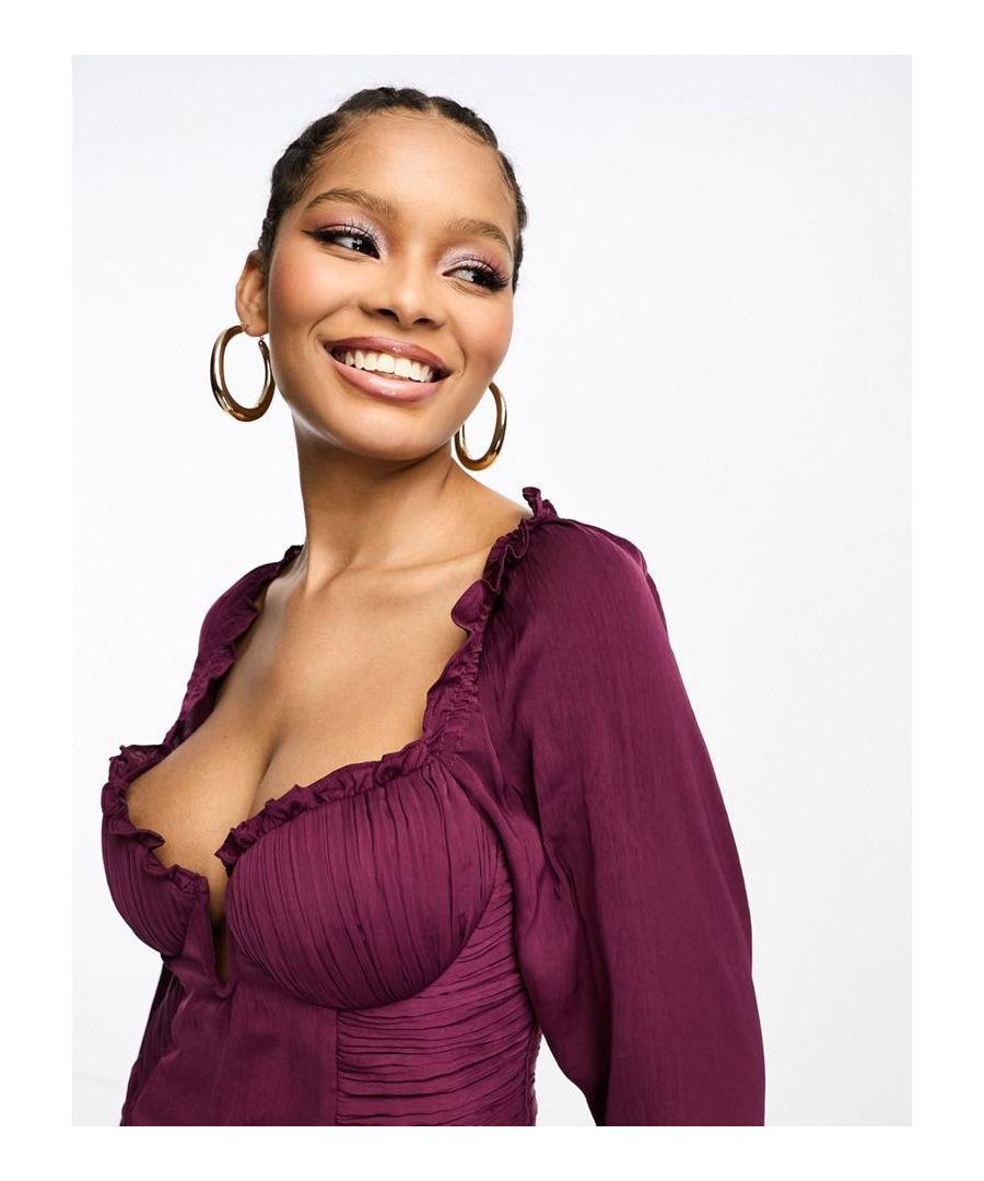 ASOS Satin Cupped Mini Dress With Godet And Ruched Waist in Purple Lyst UK