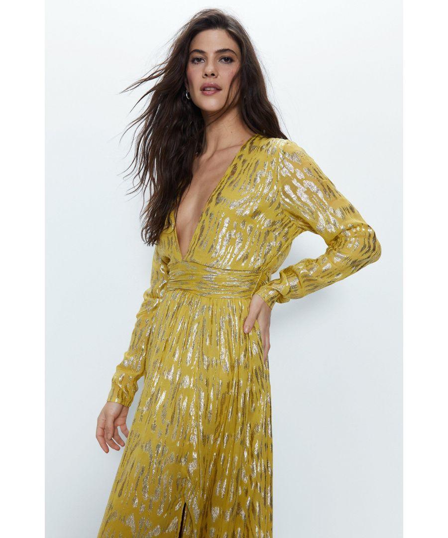 warehouse gold spot dress Rent Warehouse Spot Tulle Balloon Sleeve Tiered Maxi Dress main image 1