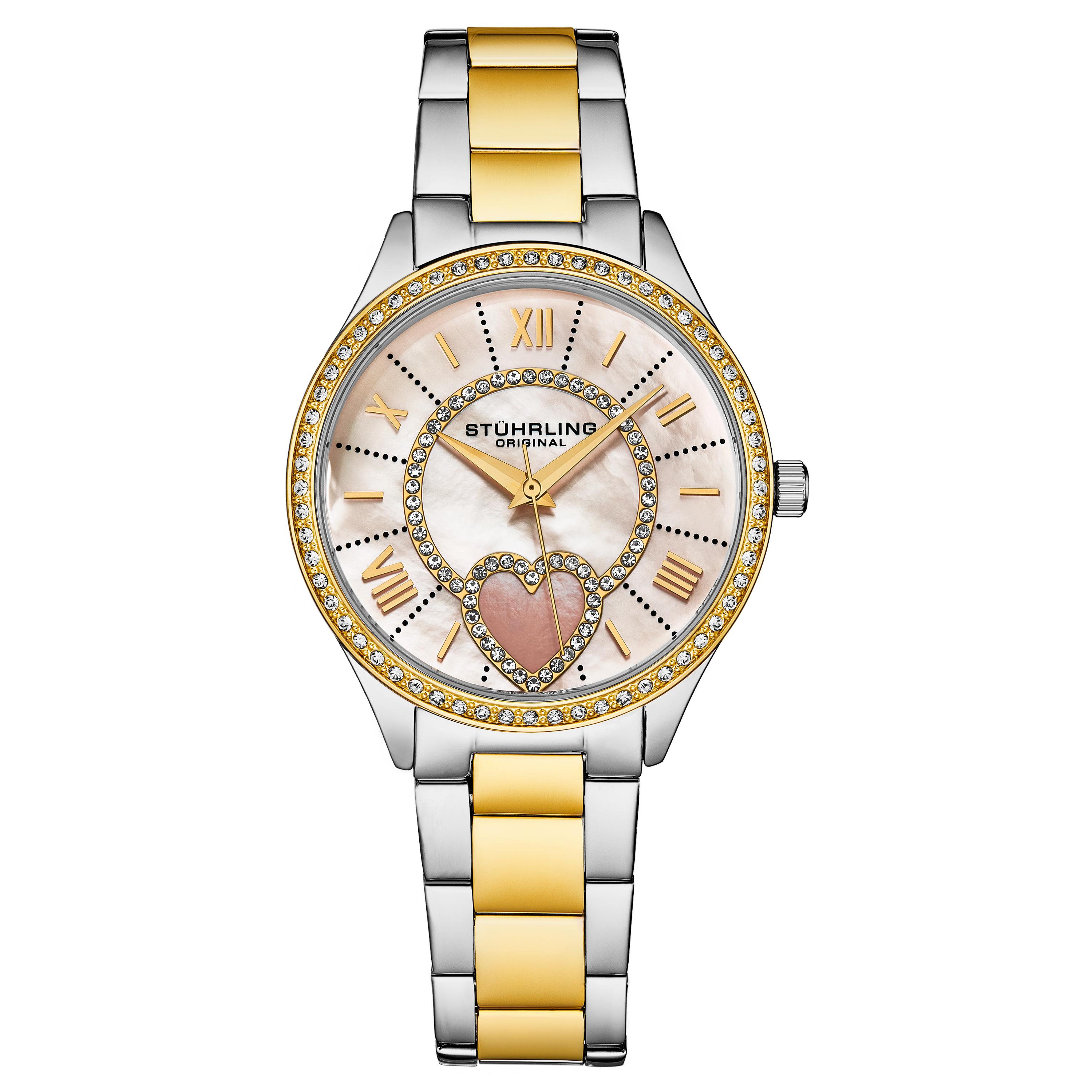 Stuhrling Original Women's Symphony スイスクォーツ スワロフスキークリスタルベゼルレザーウォッチ 651 シリーズ (ブラウン/ゴールド) 並行輸入品 Stuhrling Saylor Mother of Pearl Dress Watch in Metallic | Lyst UK