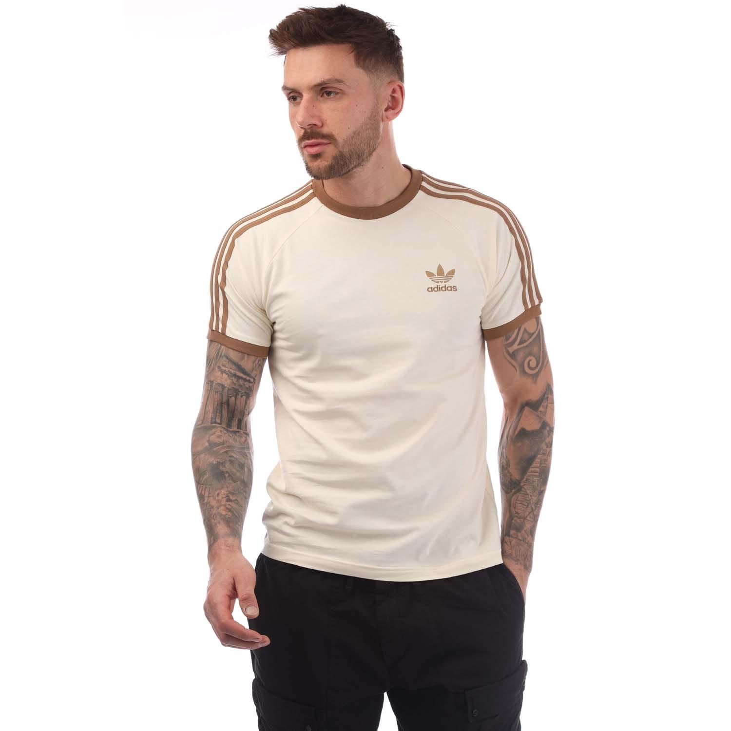 adidas Originals Adicolor Classics 3-Stripes T-Shirt in Natural
