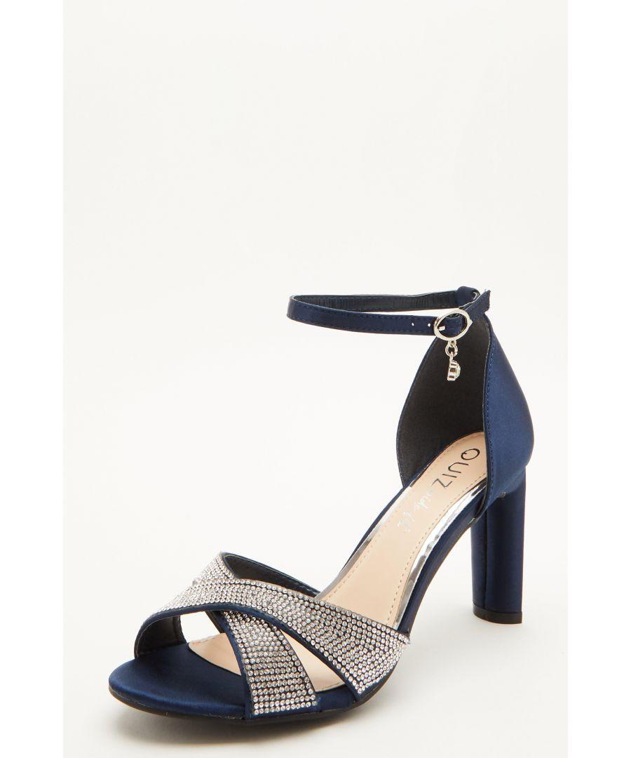 Quiz navy sales diamante sandals