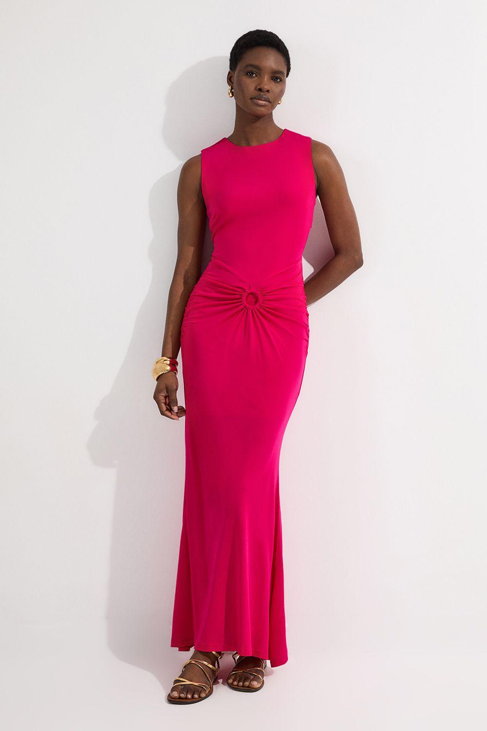 Karen Millen Premium Stretch Crepe Jersey Maxi Dress in Pink Lyst UK