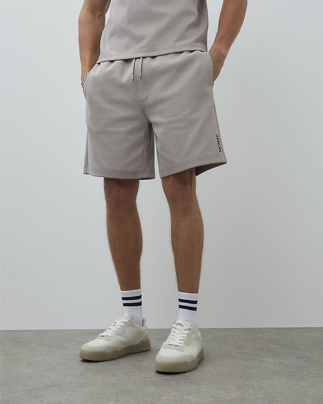 River Island Jersey Shorts Regular Fit Drawstring in Grey for Men