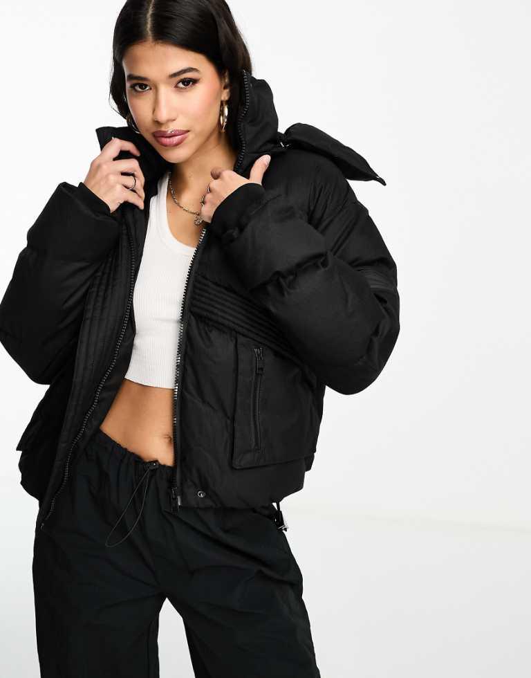 The Couture Club The Oversized Cropped Puffer Jacket in Black