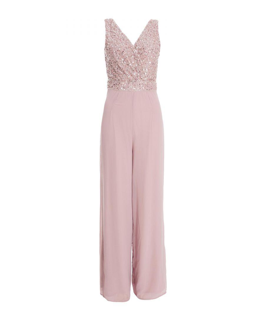 Quiz Pink Chiffon Embellished Palazzo Jumpsuit Sequin Lyst UK