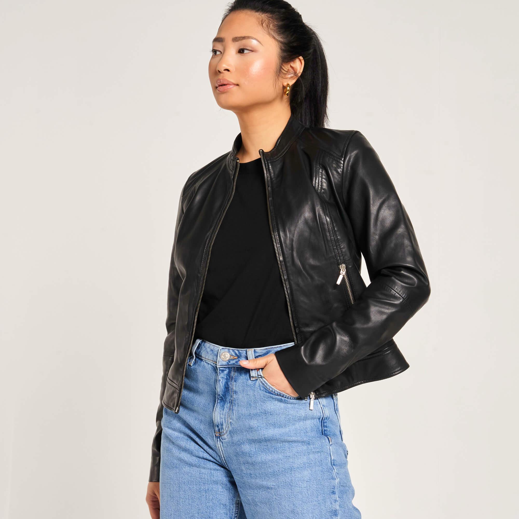 Barneys Originals Real Leather Moto Biker Jacket in Black Lyst UK
