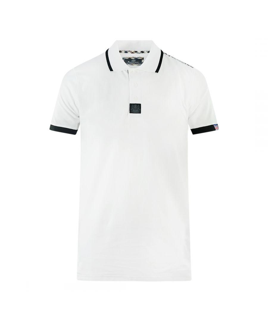 Aquascutum Branded Shoulder Tipped White Polo Shirt for Men Lyst UK