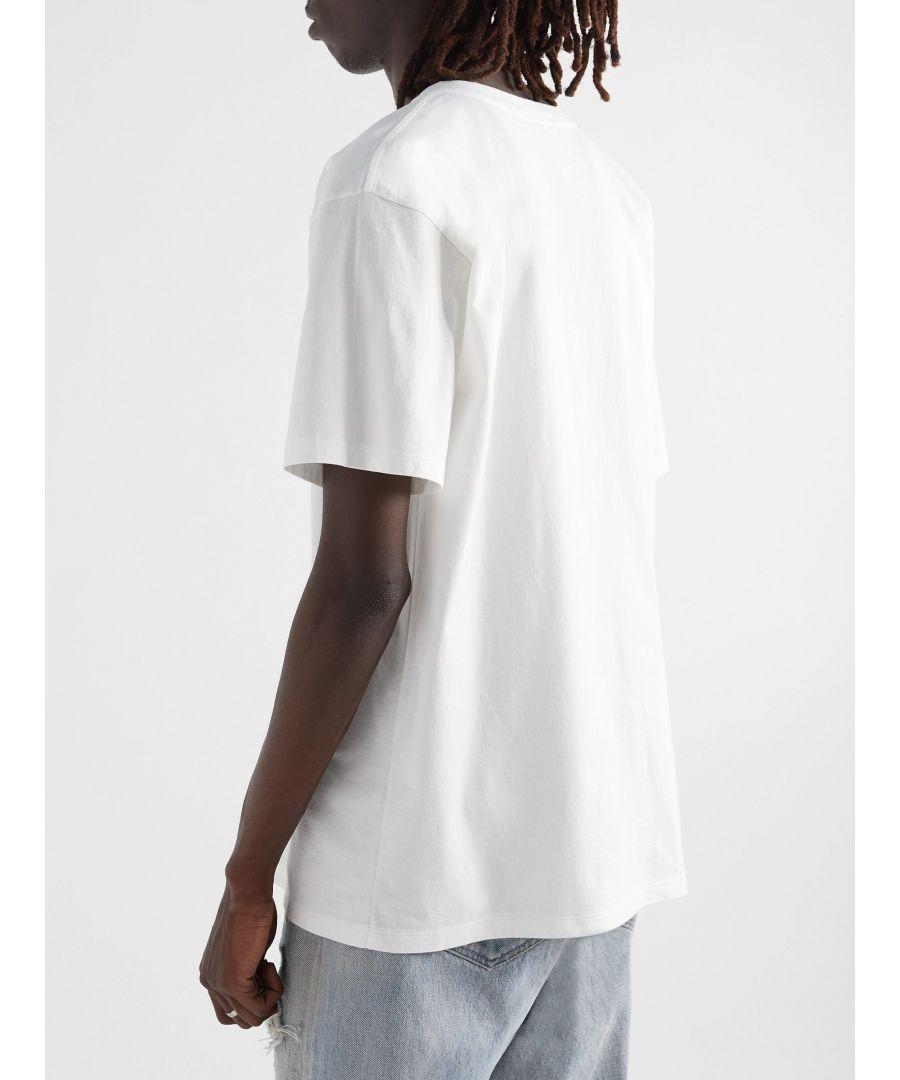 Celine Celine Logo-print Cotton-jersey T-shirt White for Men