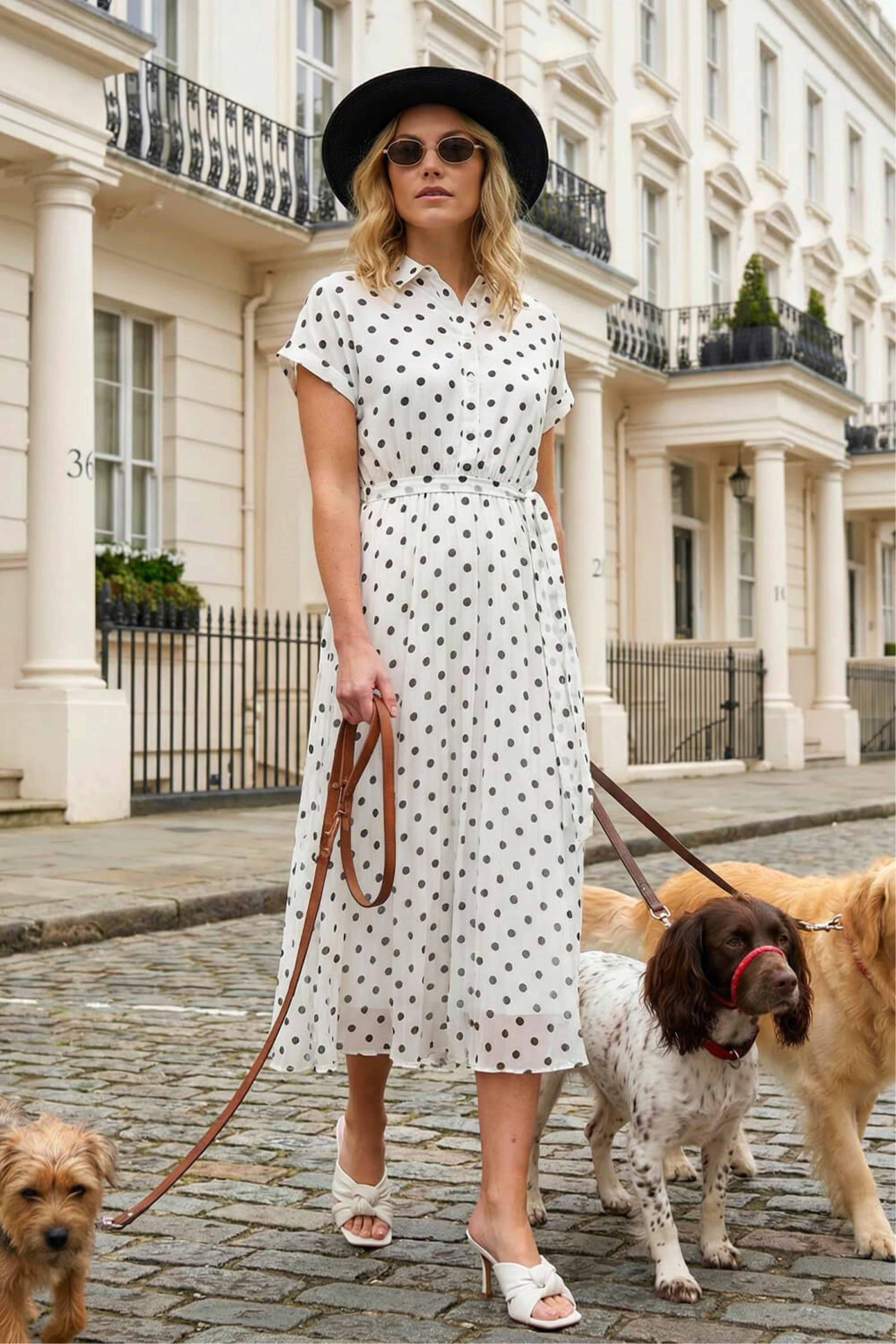 knee length dresses for ladies Spotty & Dotty Burgundy Polka Dot Basic Midi Dress main image 0