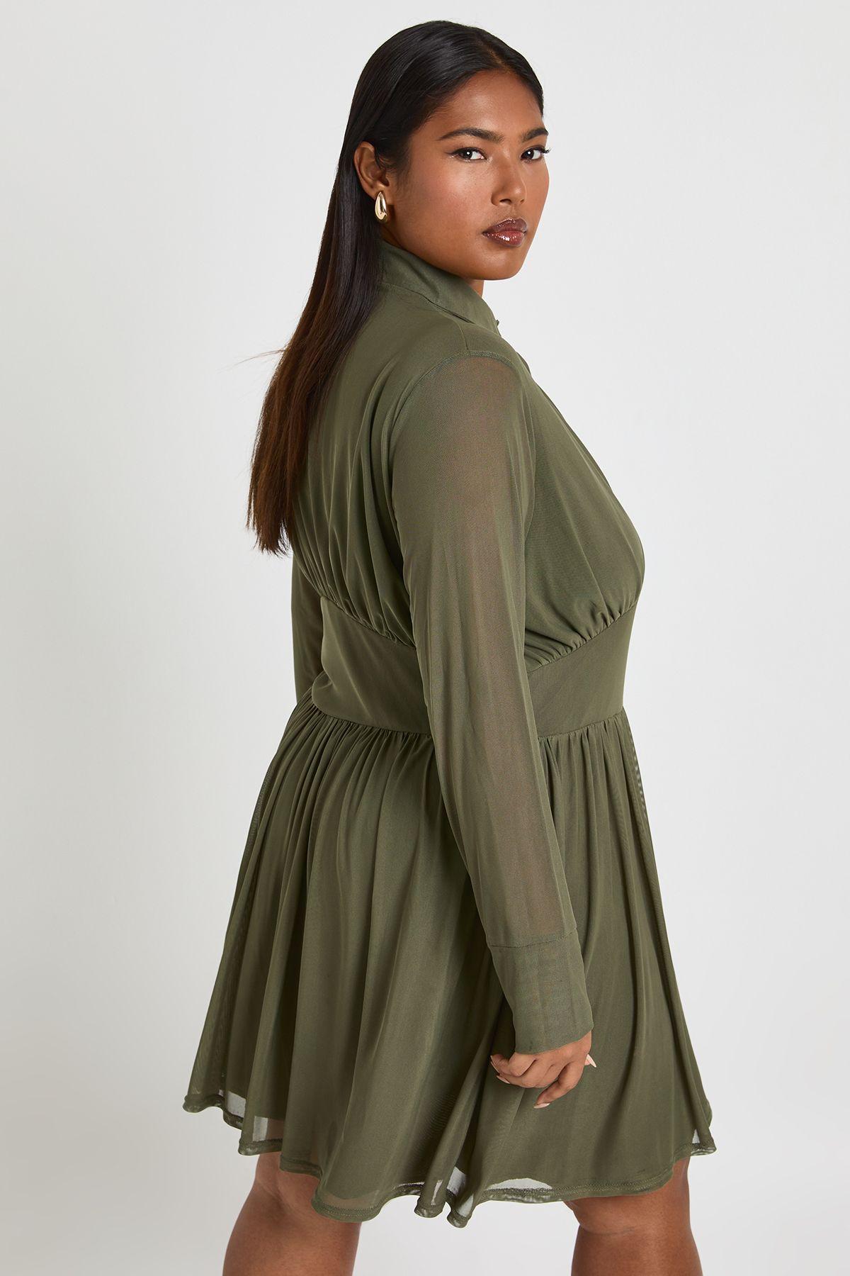 dark green long sleeve skater dress Mint Green Long Sleeve Skater Dress Green / M