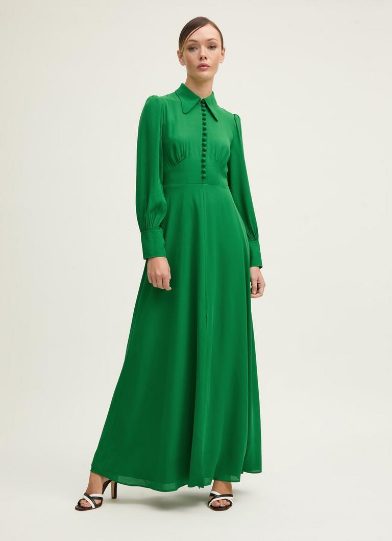 lk bennett maxi dress Lk Bennett Eleanor Print Long Sleeve Ruffle Maxi Dress In Blue - 40% Off