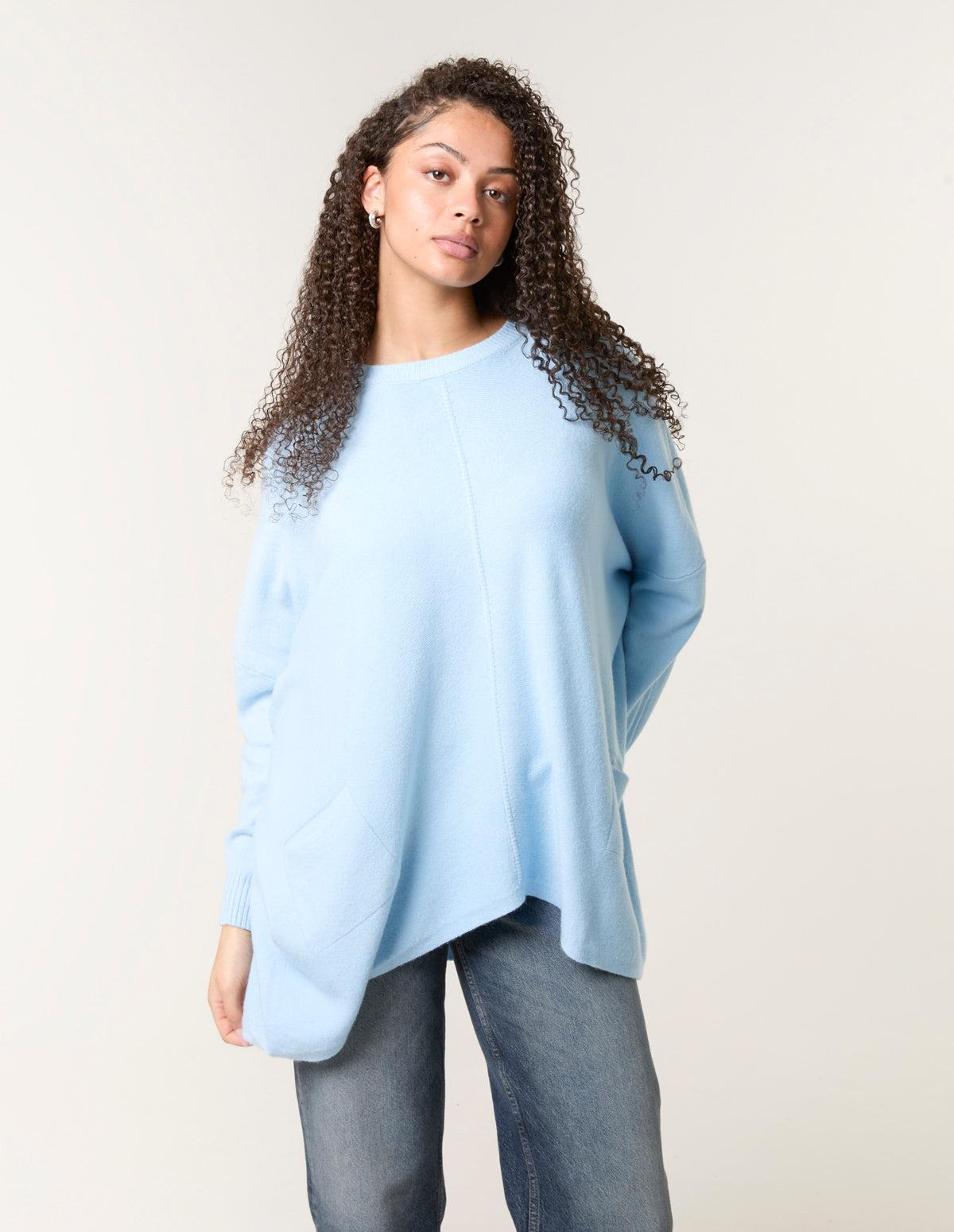 Blue Vanilla Round Neck Pocket Jumper in Blue Lyst UK