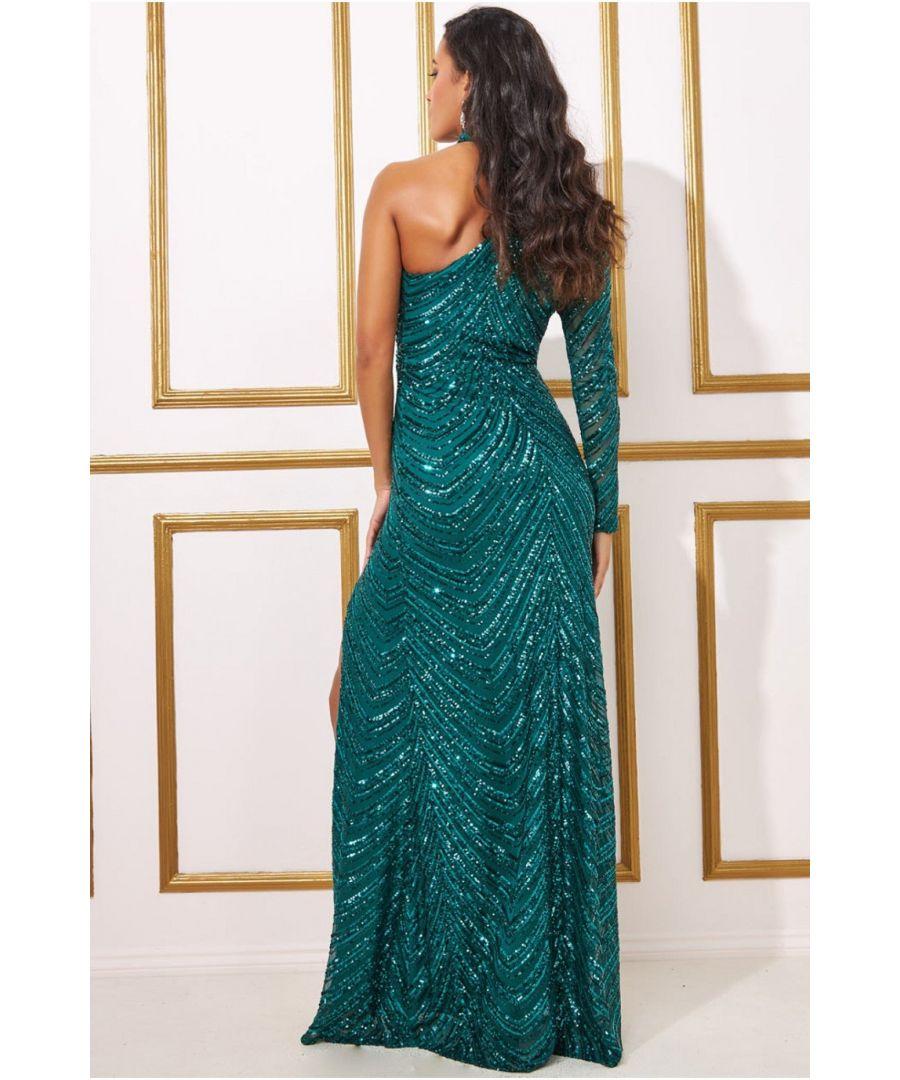 goddiva sequin cowl one shoulder maxi dress reviews Goddiva Sequin Cowl One Shoulder Maxi Dress in Red