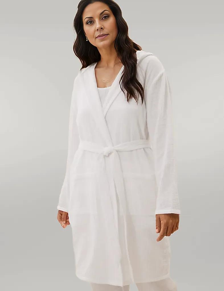 Marks \u0026 Spencer Cotton Muslin Dressing Gown in White | Lyst UK