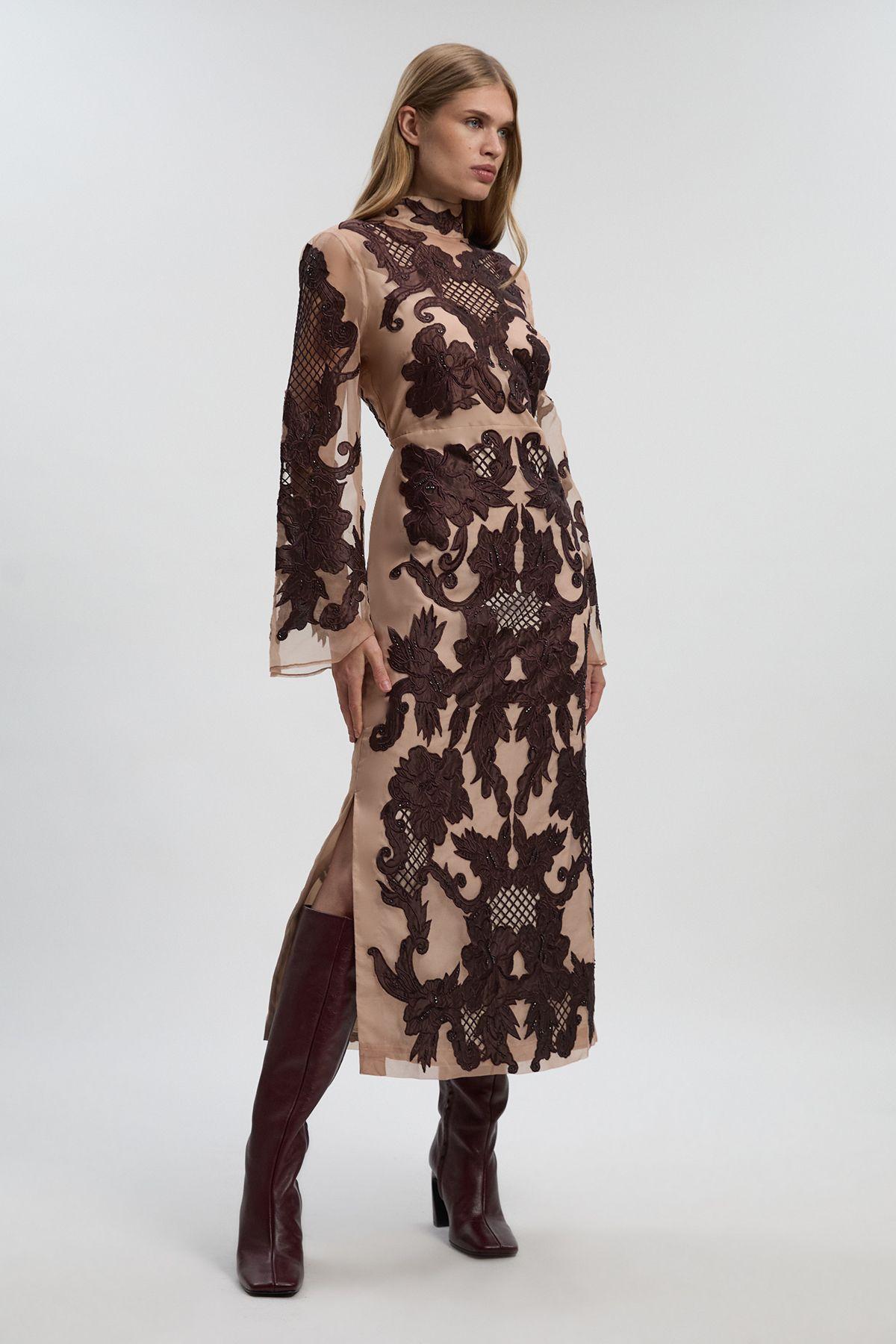 polka dot midi wrap dress Polka Dot Wrap Neck Tailored Midi Dress