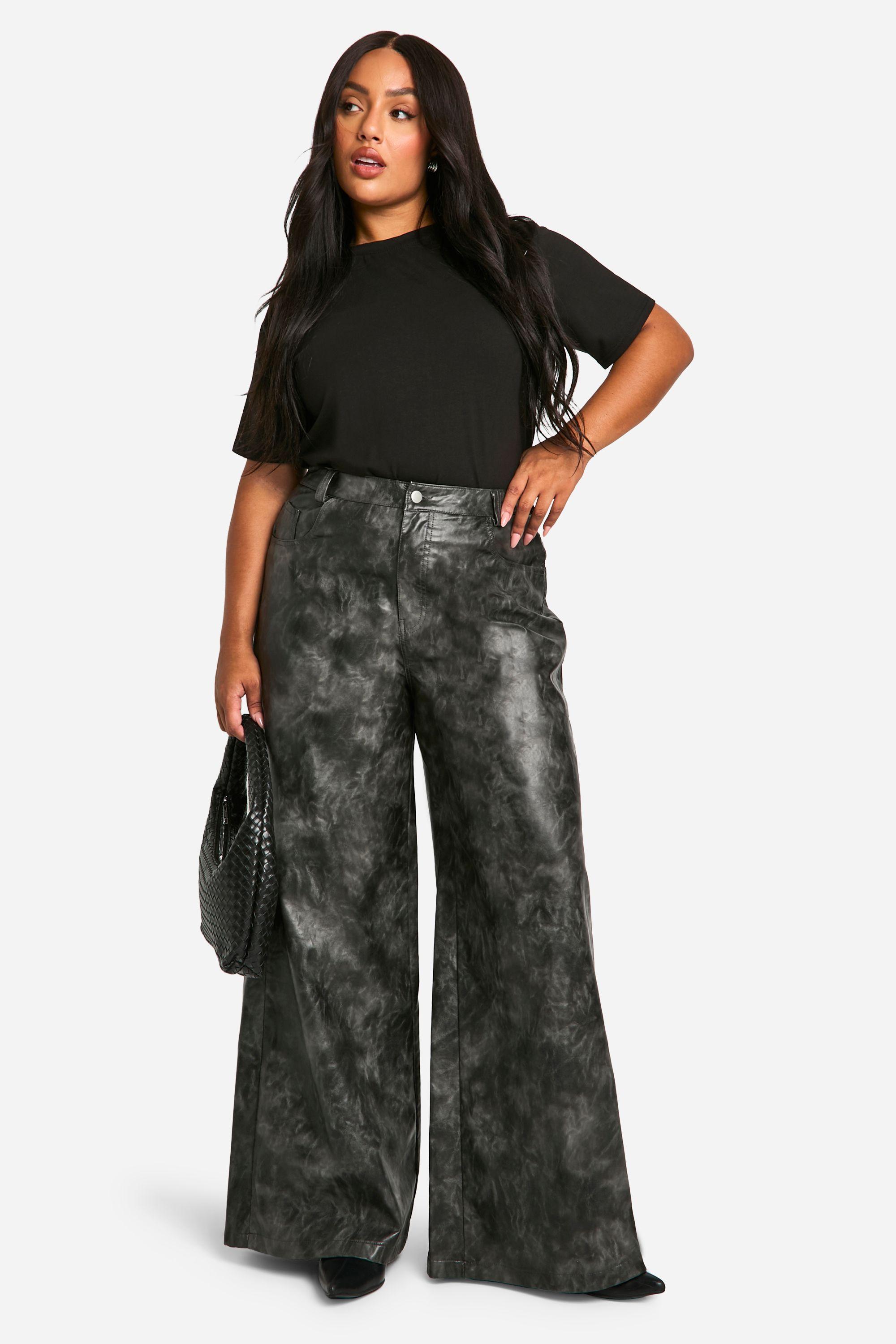 Wide Leg Trousers Boohoo Faux Leather Trousers Straight Leg Faux