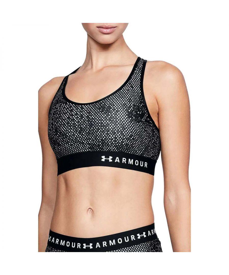 Under Armour Mid Armour Crossback Sports Bra, Black at John Lewis