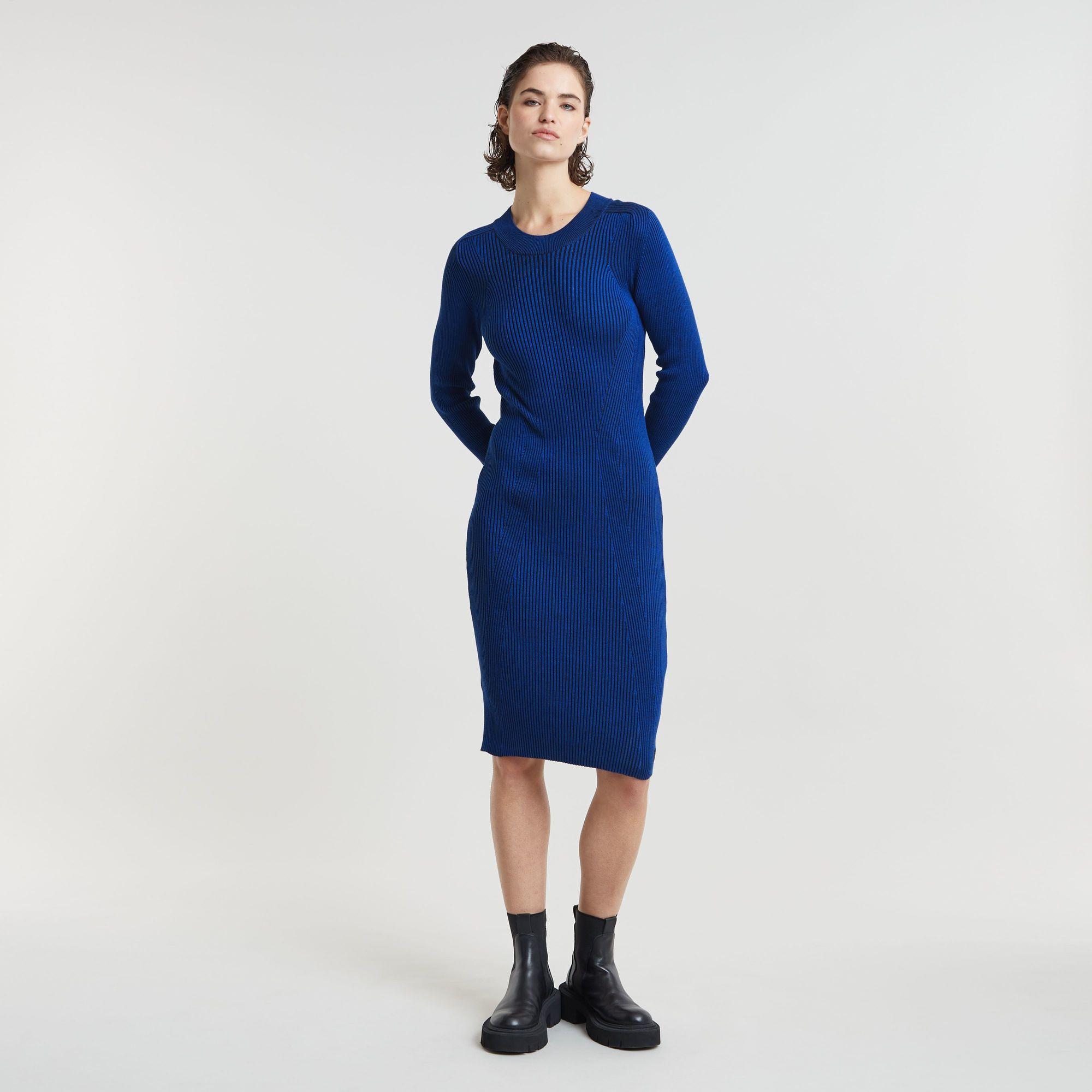 G-Star Plated Slim Knitted Dress in Blue Lyst UK