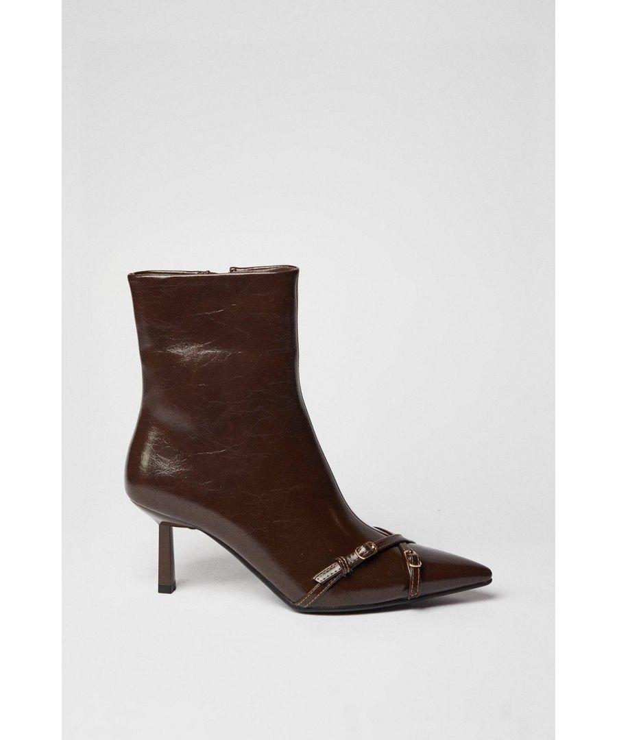Faith Millicent Pointed Buckle Detail Stiletto Ankle Boots in Black Lyst UK