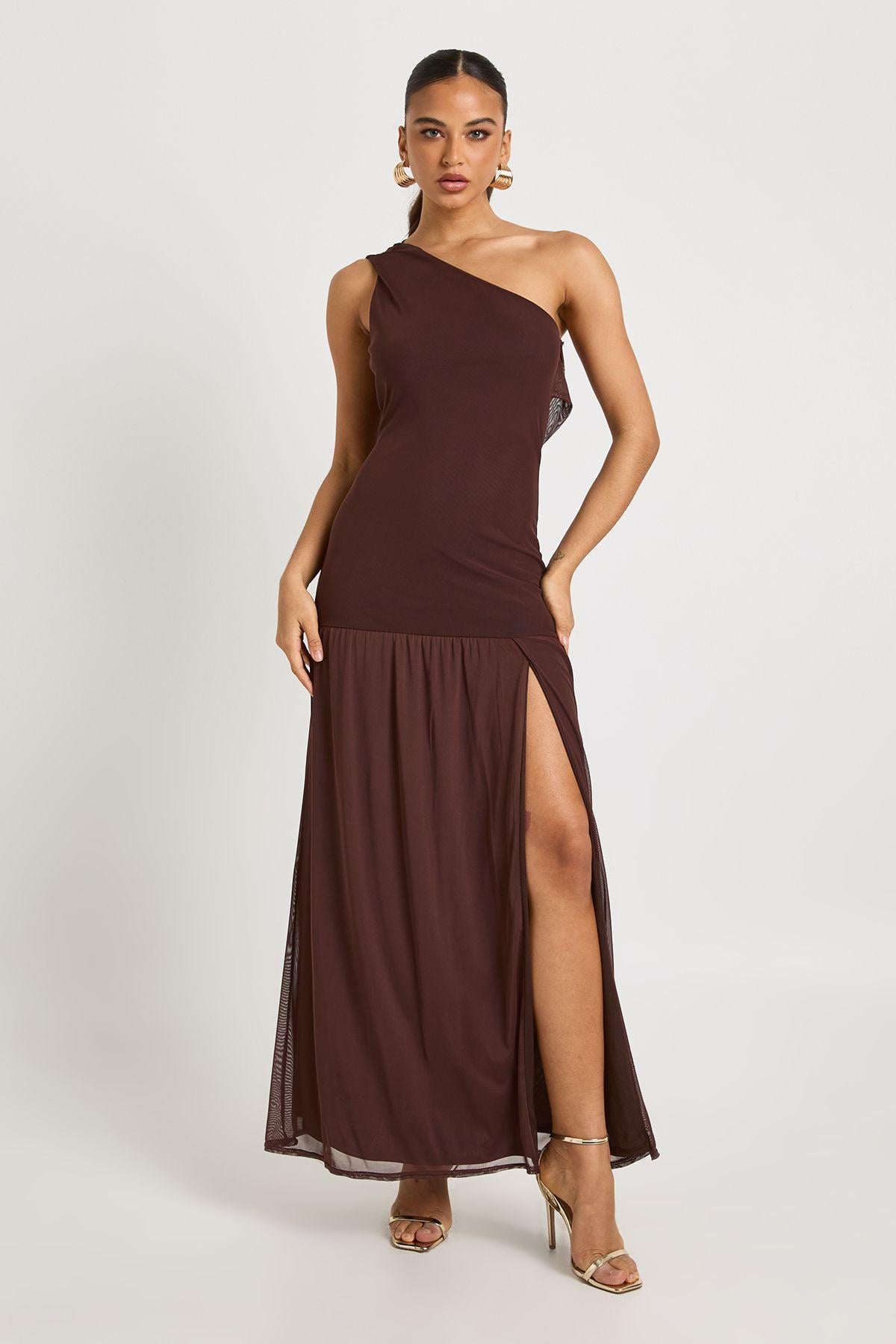 strapless open back dress One Shoulder Hot Pink Wedding Guest Dress Formal Evening Party Dress J –  JulyProm