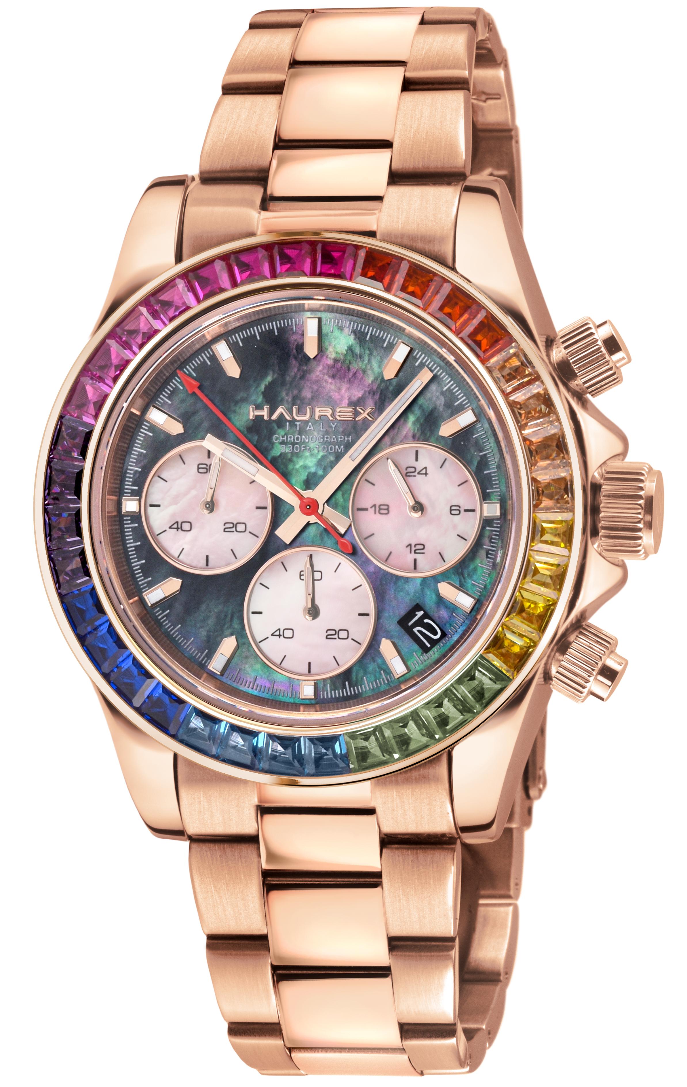 Haurex Italy Arcobaleno Ss/Iprg Case, Multi Colored Bezel  display picture 2
