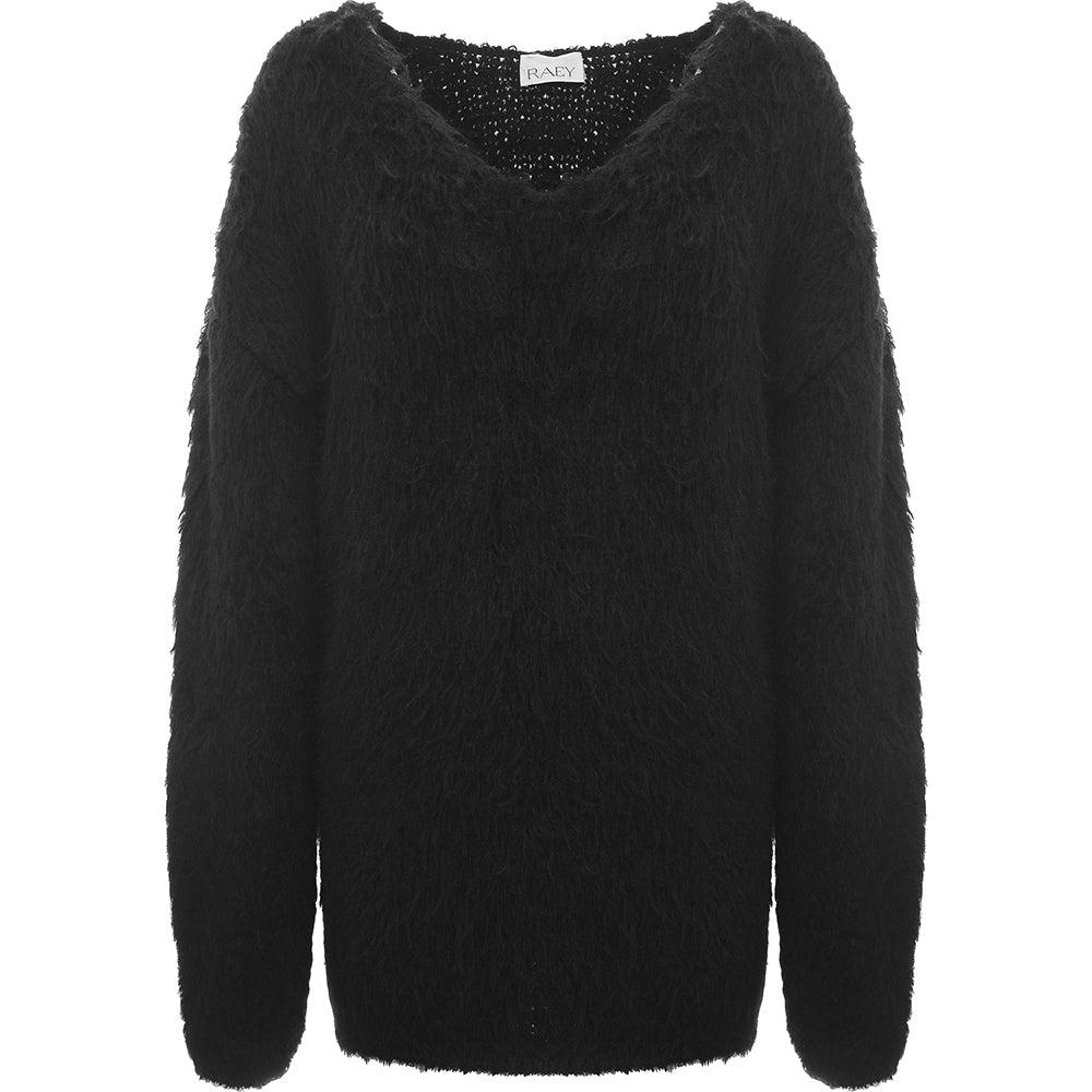 Boohoo Black Fur Jumper Raey (Grs) Responsible Soft Fluffy V