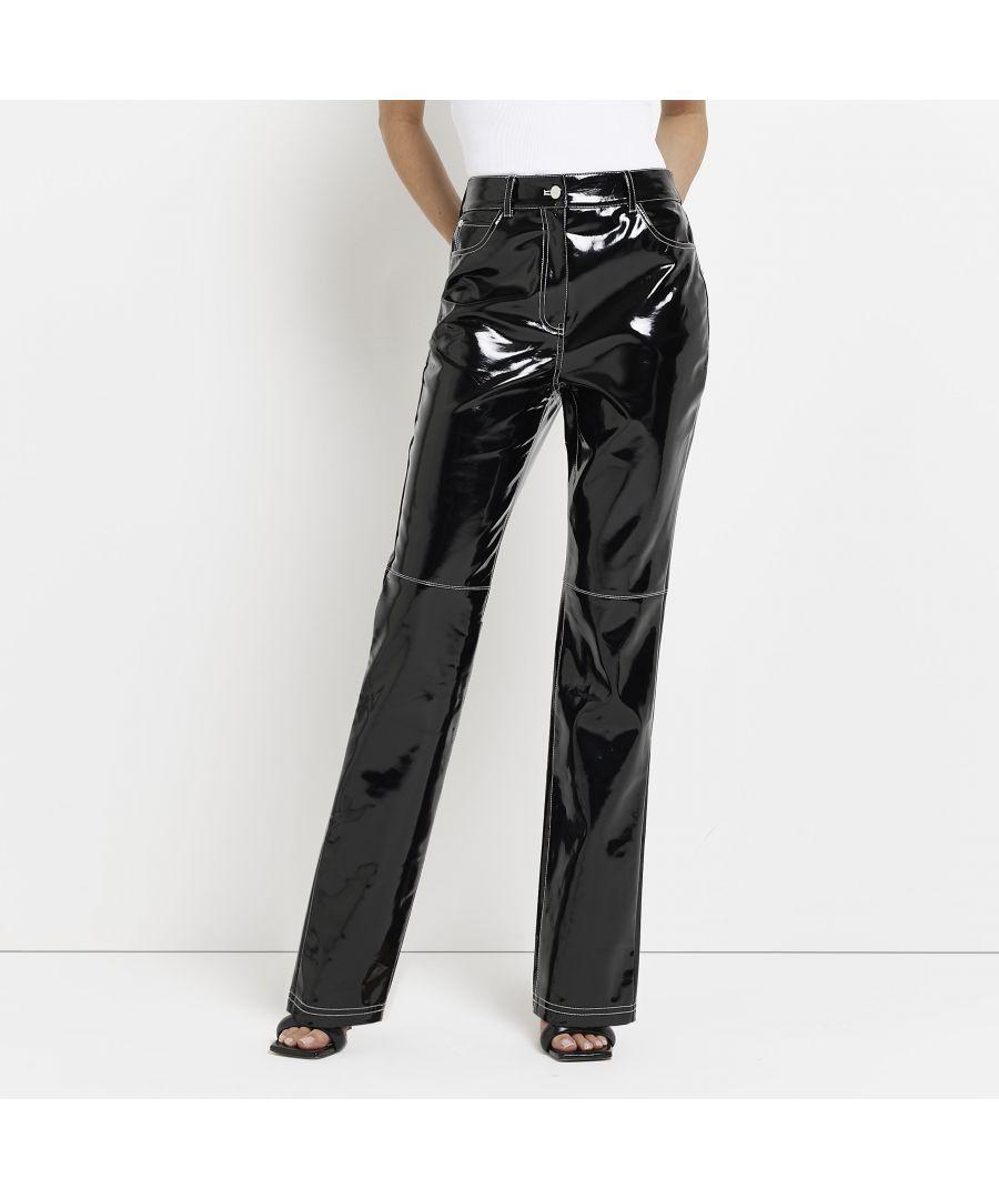 River Island suit in black faux leather  ASOS  River island suits Black  faux leather Trouser suits