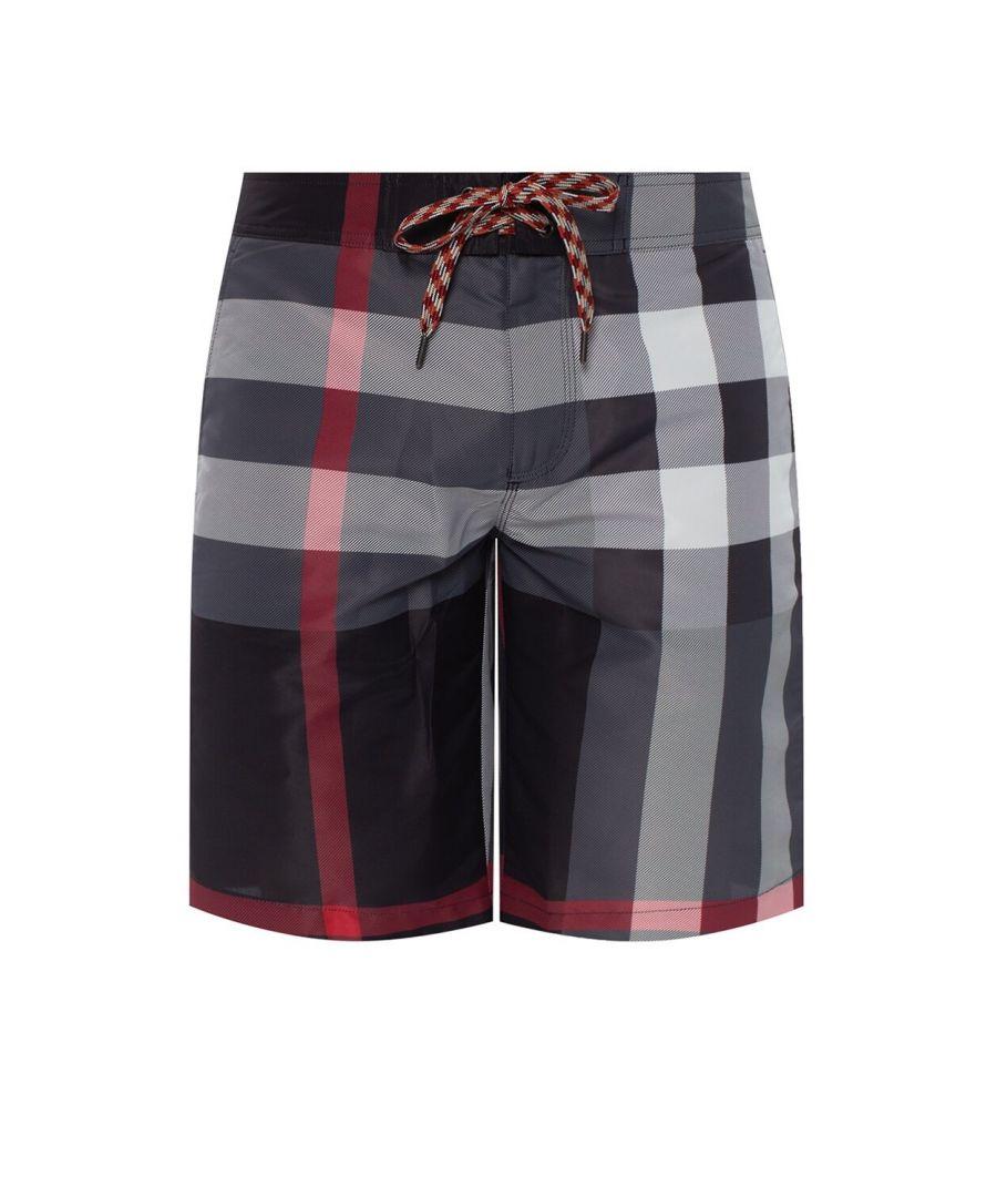 Burberry Grey Checkered Swim Shorts in Blue for Men Lyst UK