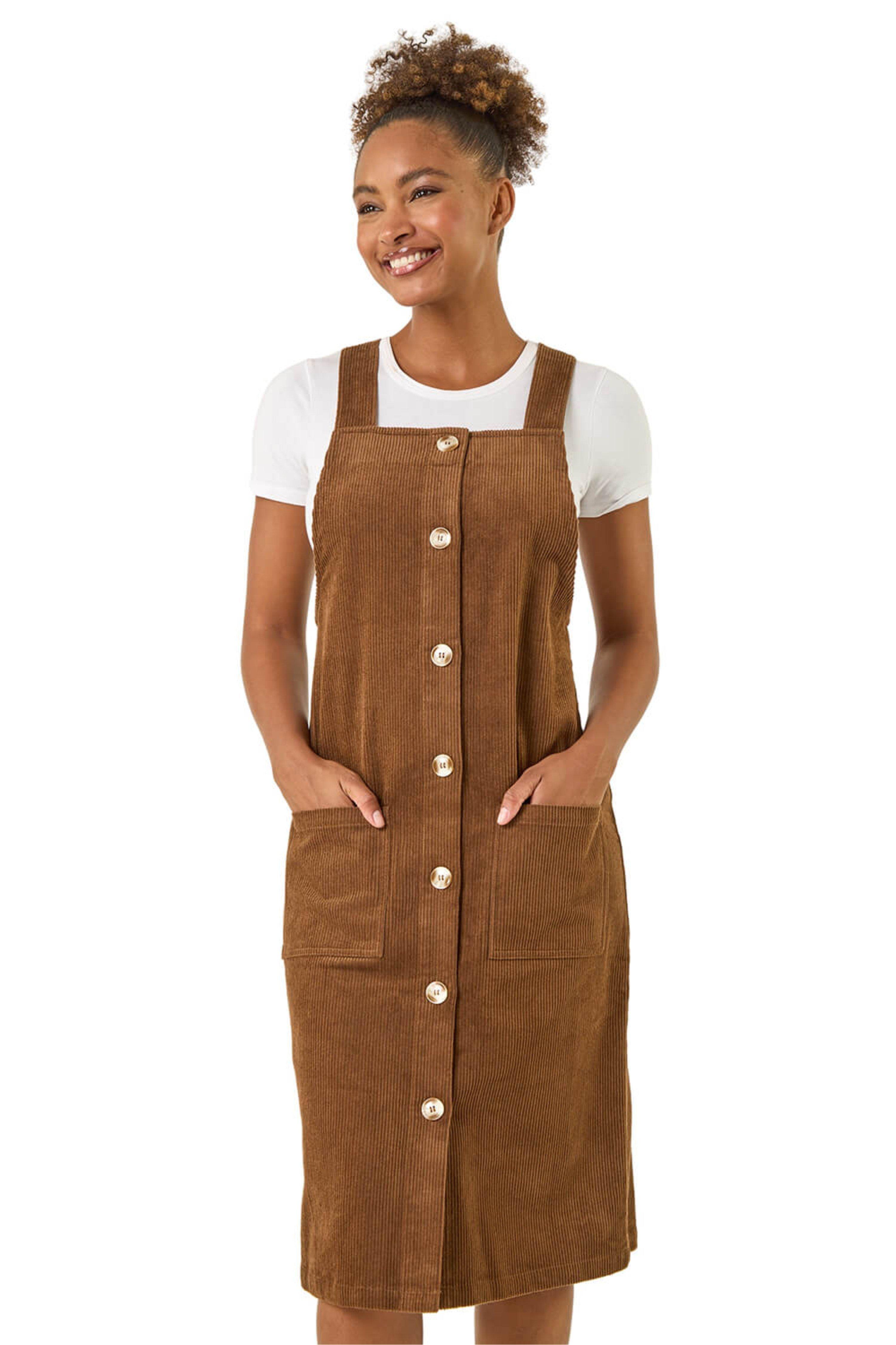 knee length dresses for ladies The Pinafore Dress in Carriage Green