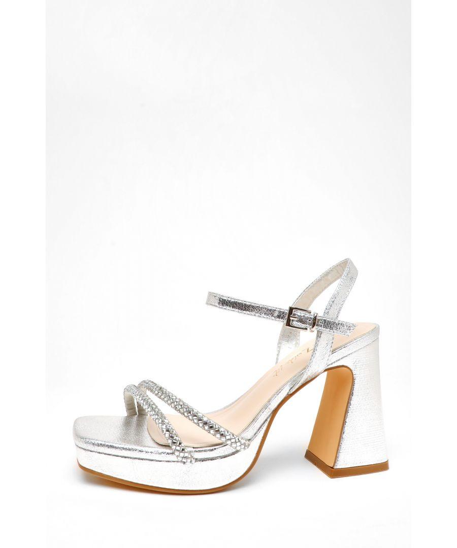 Quiz Wide Fit Diamante Platform Heeled Sandals in White Lyst UK