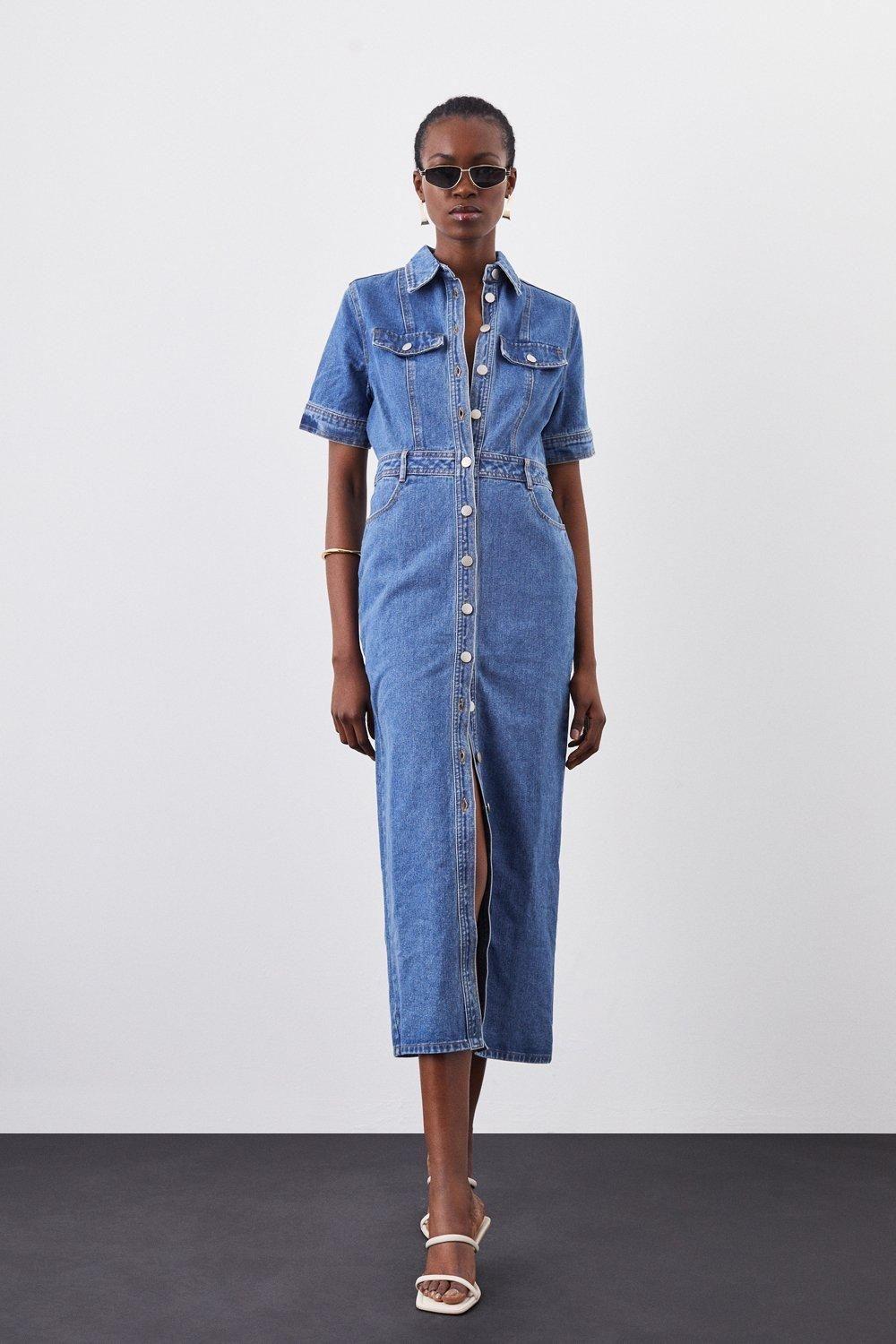 denim maxi shirt dress uk Denim Maxi Shirt Dress