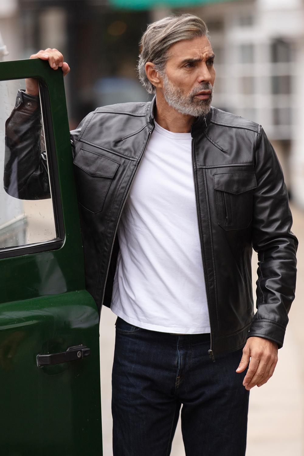 Ashwood Leather 'Edinburgh' Real Bomber Jacket in Grey for Men
