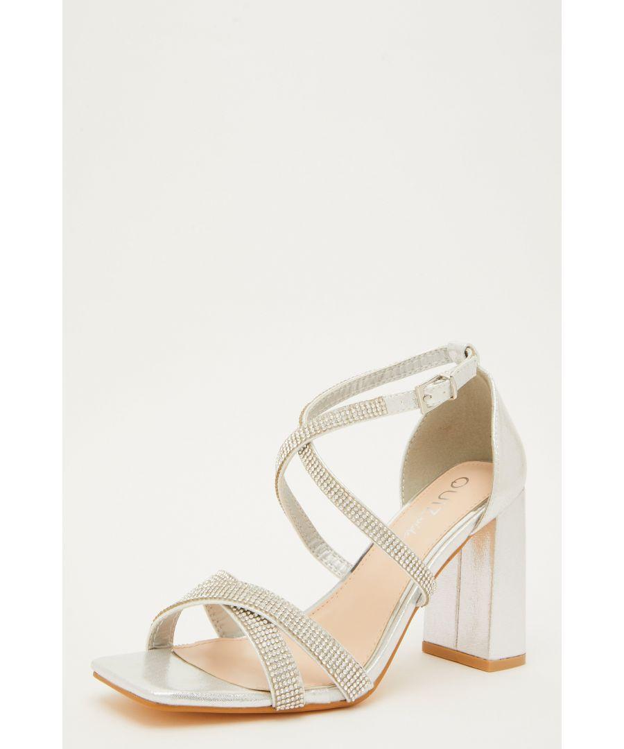 Quiz silver diamante on sale wedges