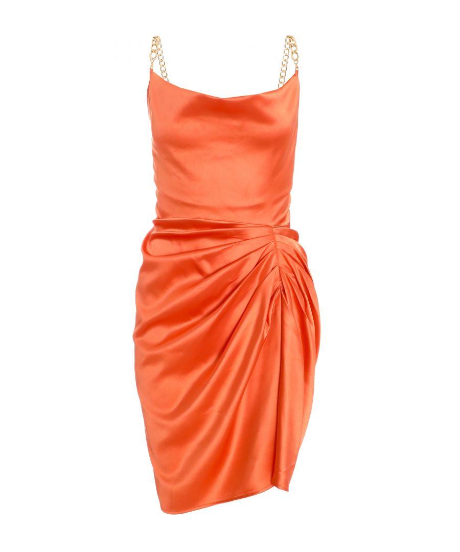 Quiz Satin Ruched Mini Dress in Orange | Lyst UK
