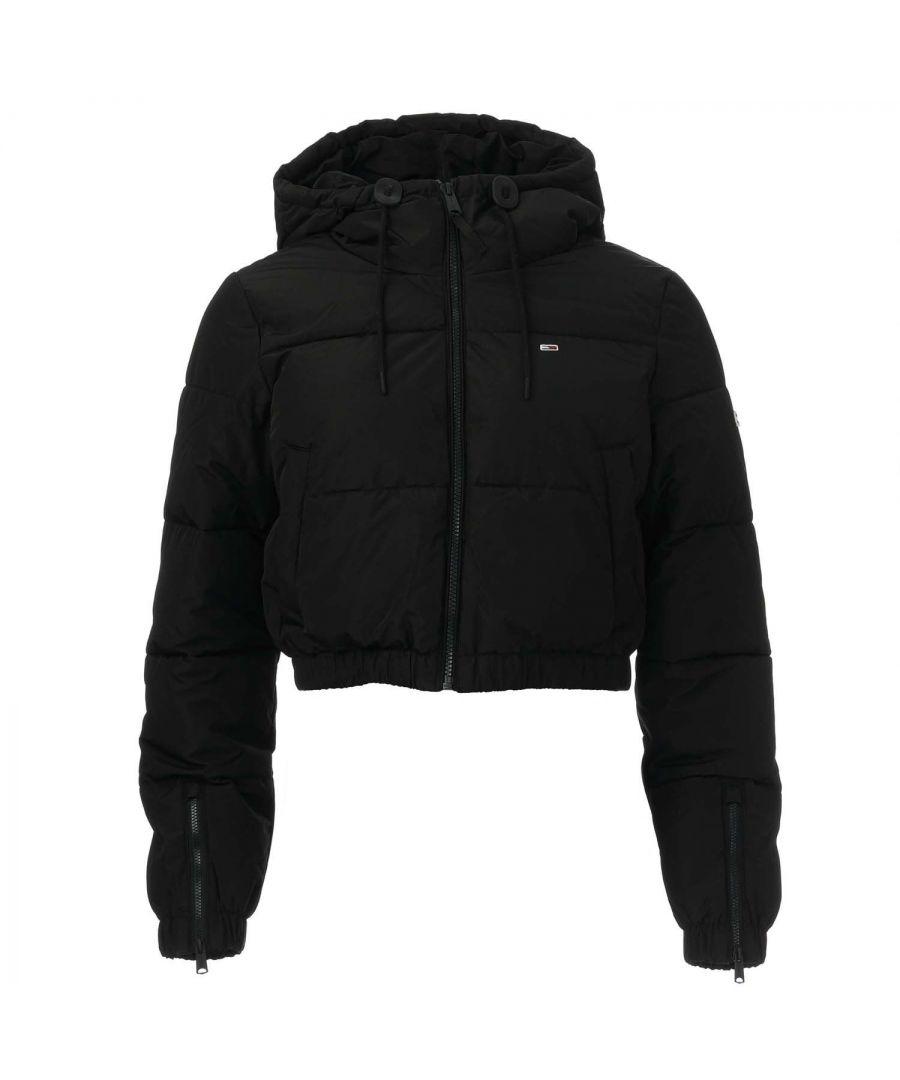 Tommy Hilfiger S Cropped Puffer Jacket in Black | Lyst UK