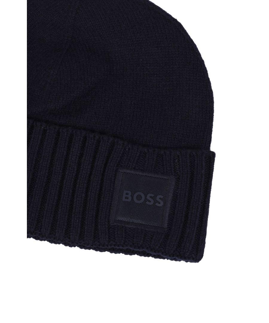 BOSS by HUGO BOSS Akaio Beanie Hat Dark Blue for Men | Lyst UK