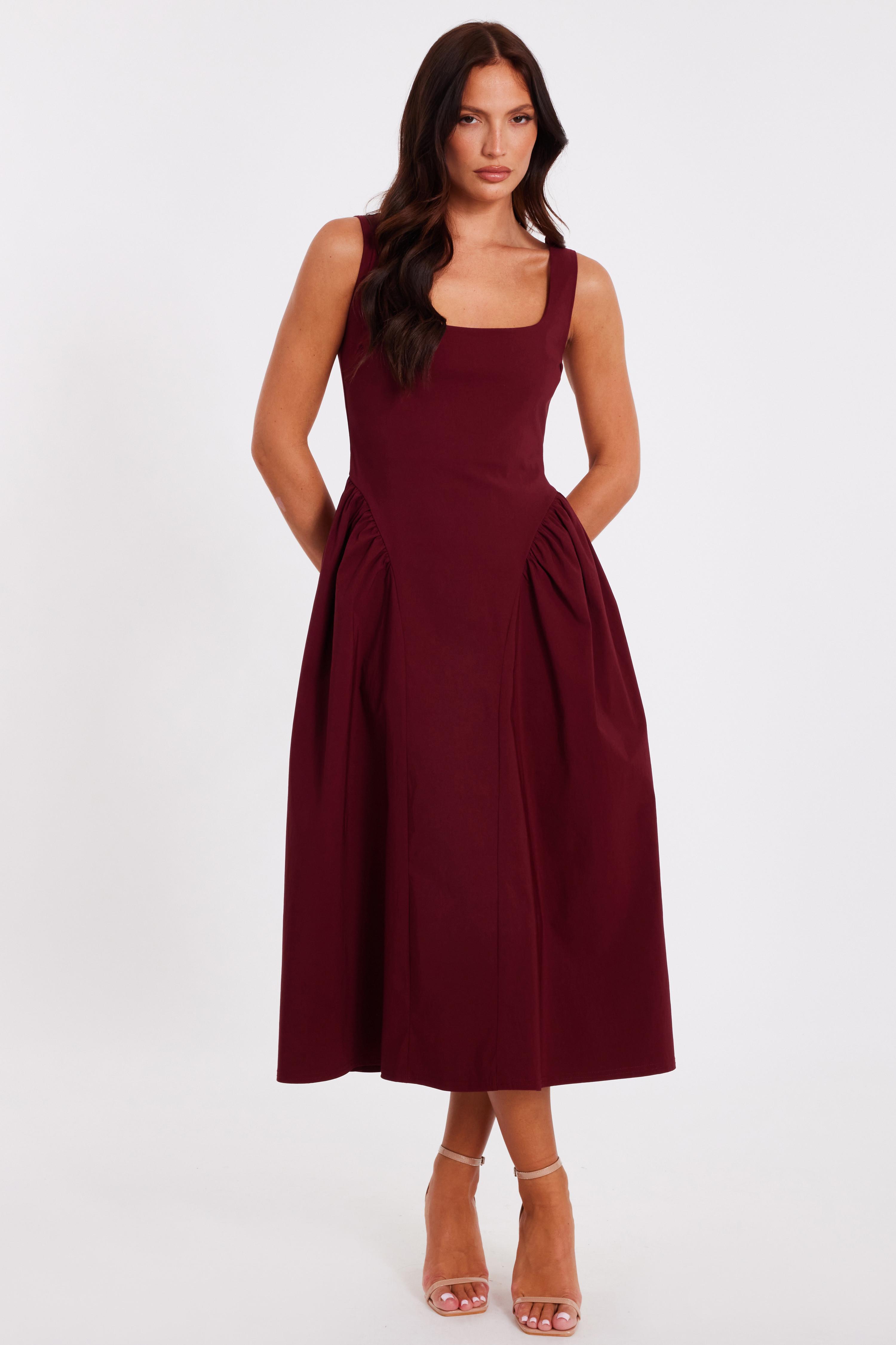 quiz burgundy dress Scuba Quiz Shift Dresses Scuba Knot Burgundy Dress Quiz Petite "Lenore Long  Asymmetrical