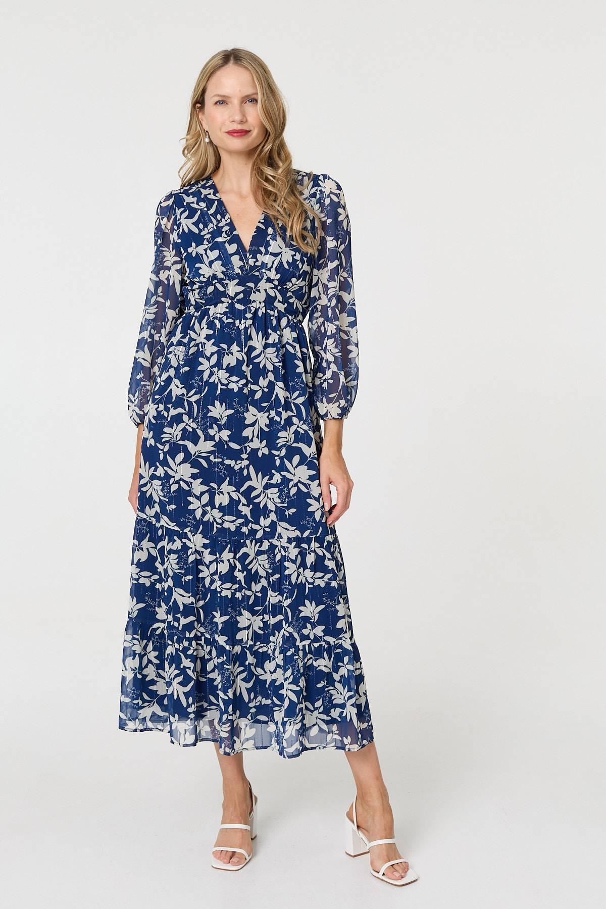 love shack fancy floral maxi dress Rialto Floral Chiffon Maxi Dress- Women's Designer Luxury Dresses