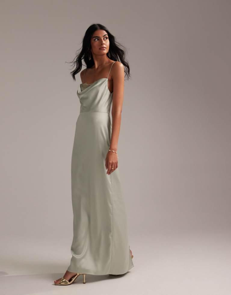 scoop neckline bridesmaid dress Madeline Elegant Scoop Floor Length Bridesmaid Dresses, Champagne