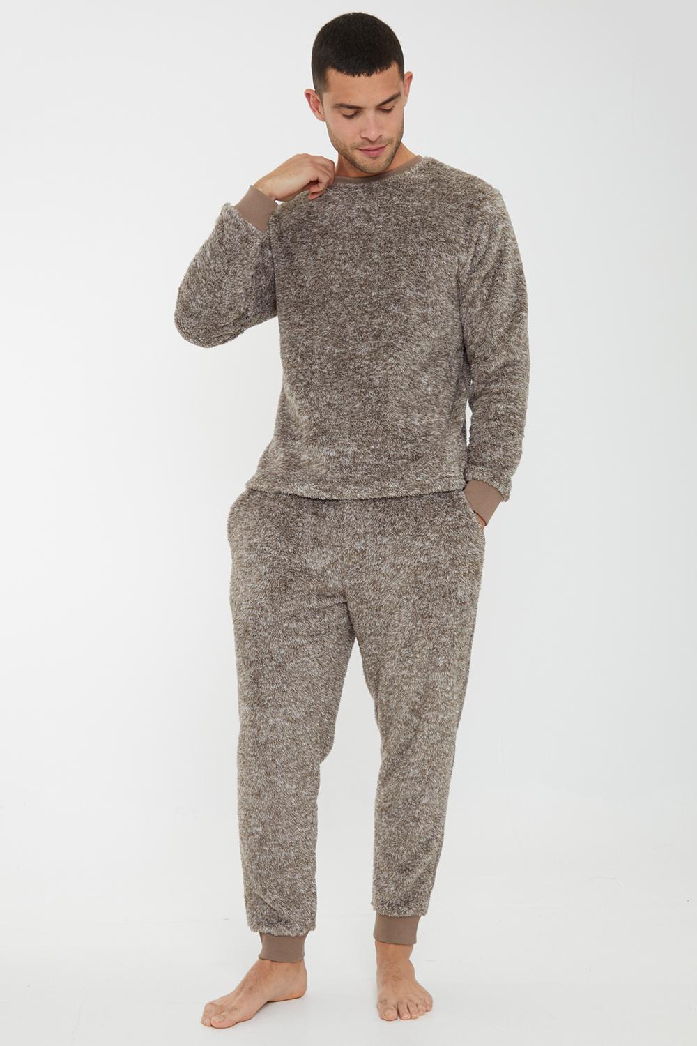 Threadbare Pippen Two Tone Teddy Fleece Loungewear Set in Grey for Men Lyst UK
