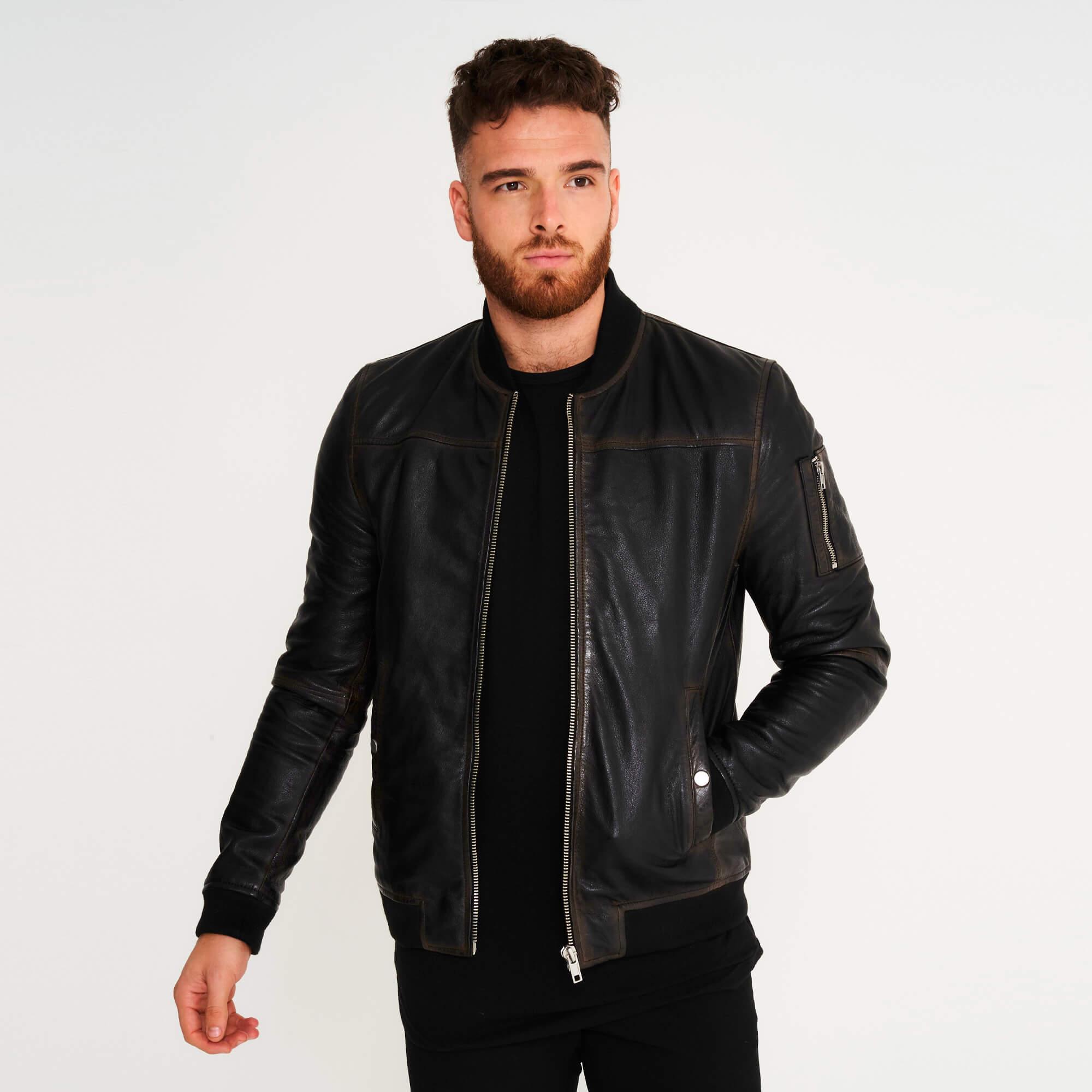 Leather Bomber Jacket Barneys Originals Brand Barney's Original