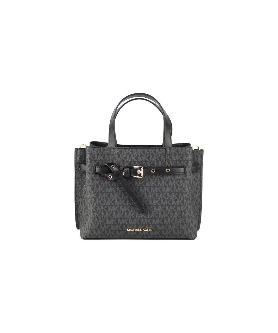 Michael Kors Emilia Small Black Signature Pvc Satchel Crossbody