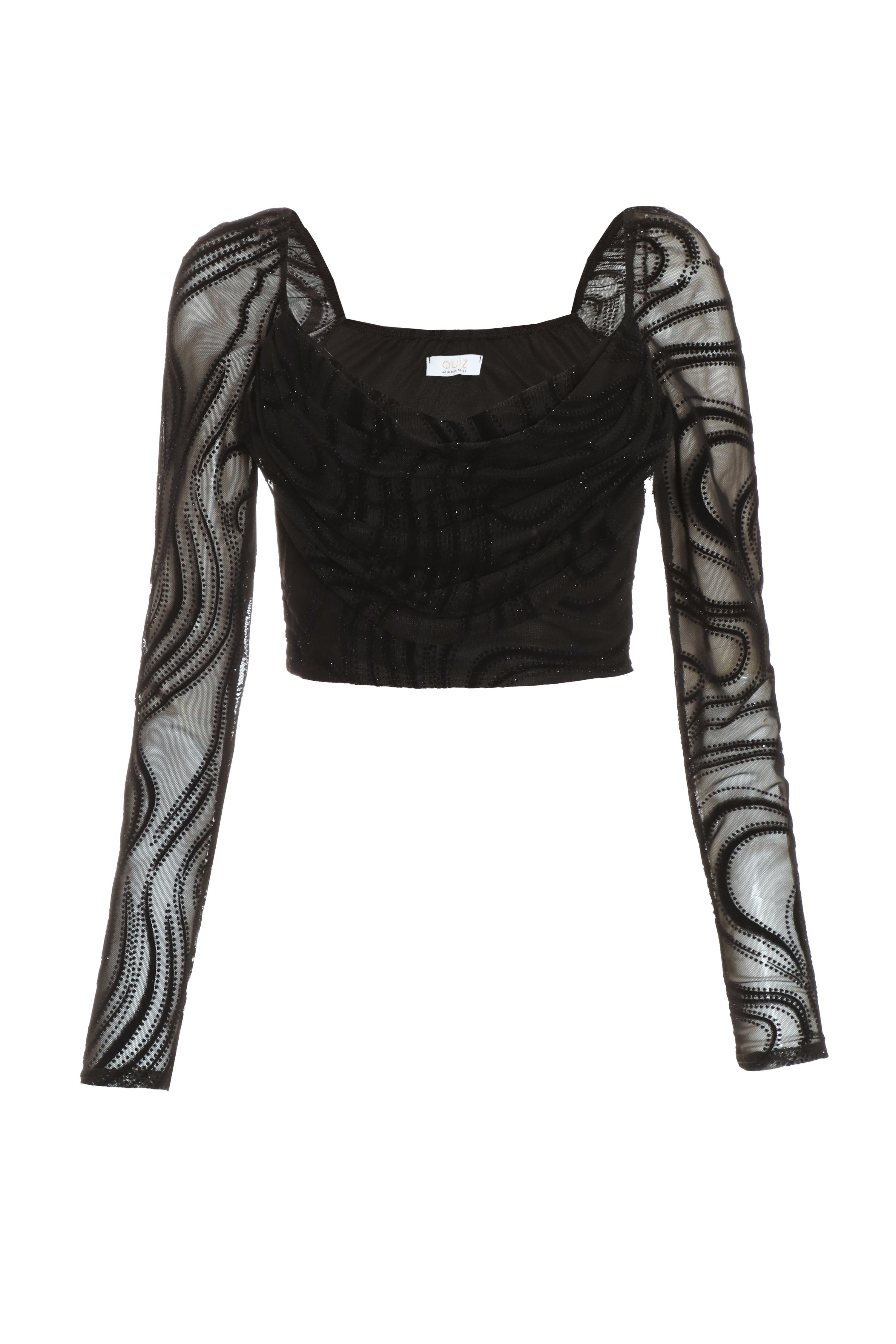 glitter mesh crop top