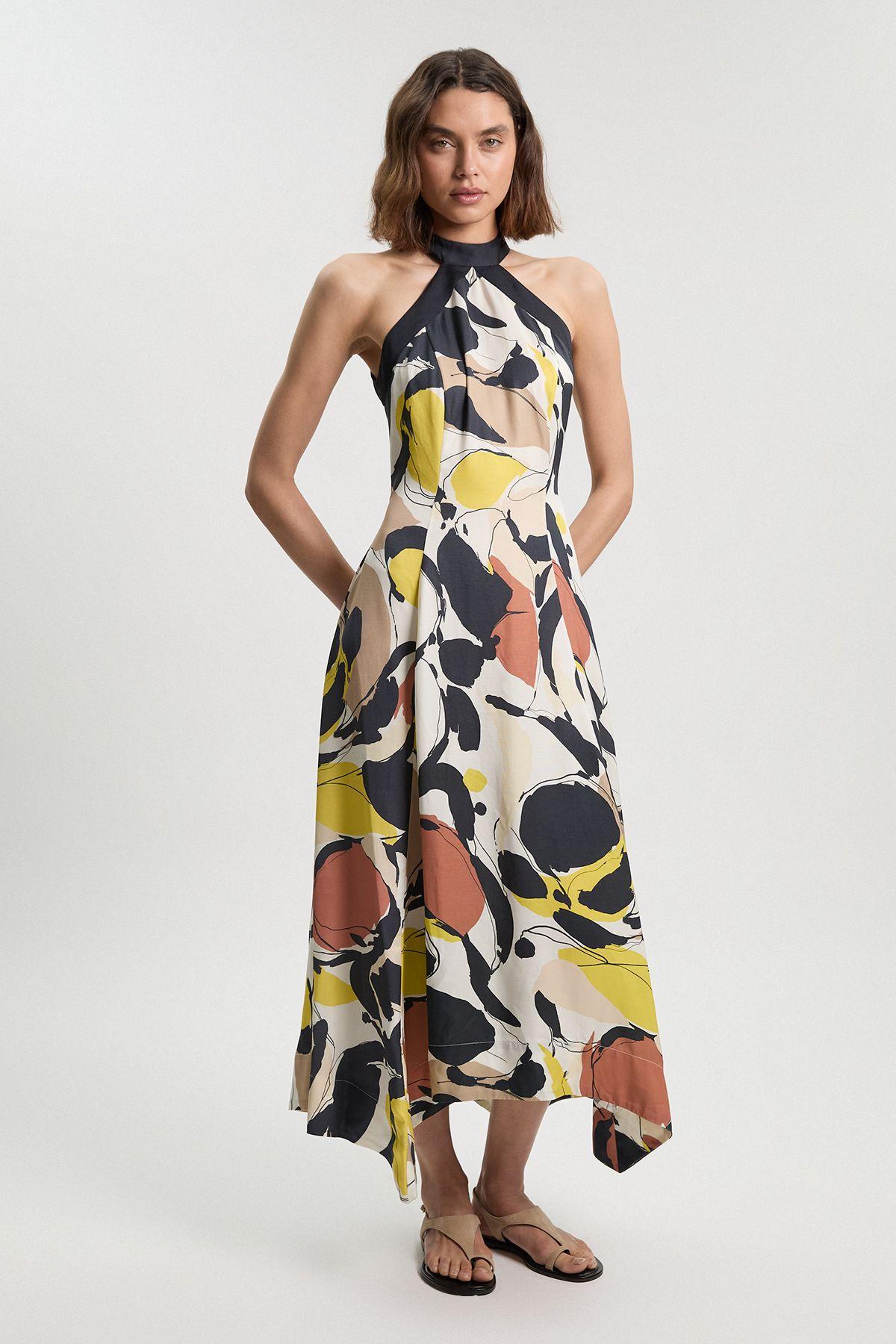 strapless open back dress Rent ASOS DESIGN Halter Neck Grecian Pleated Skirt Maxi Dress In Pastel  Blue